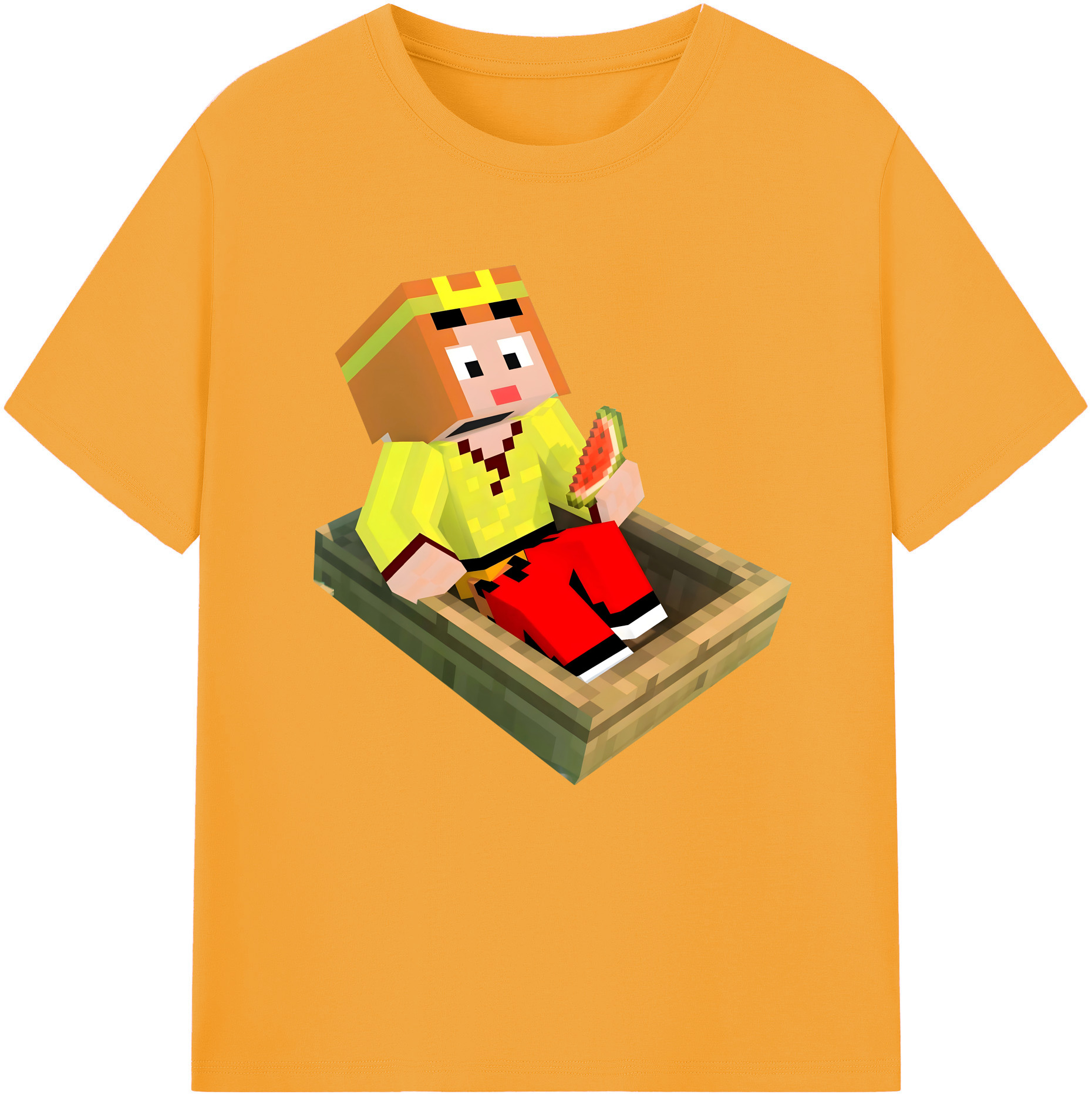 （画像用） マインクラフト ブロックの世界 Minecraft MC Block world レディースカジュアルプリントTシャツ（綿100％）