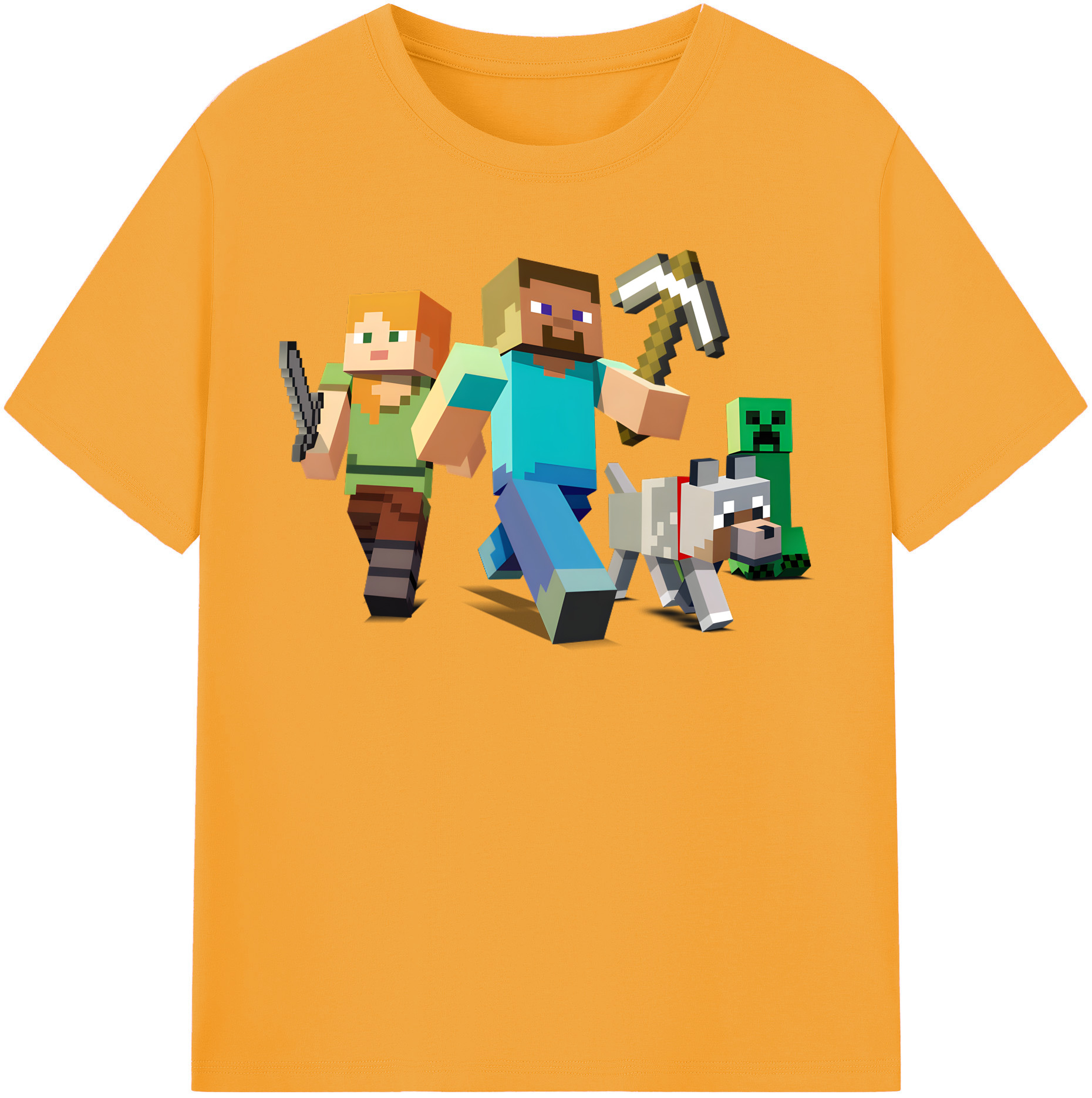 （画像用） マインクラフト ブロックの世界 Minecraft MC Block world レディースカジュアルプリントTシャツ（綿100％）