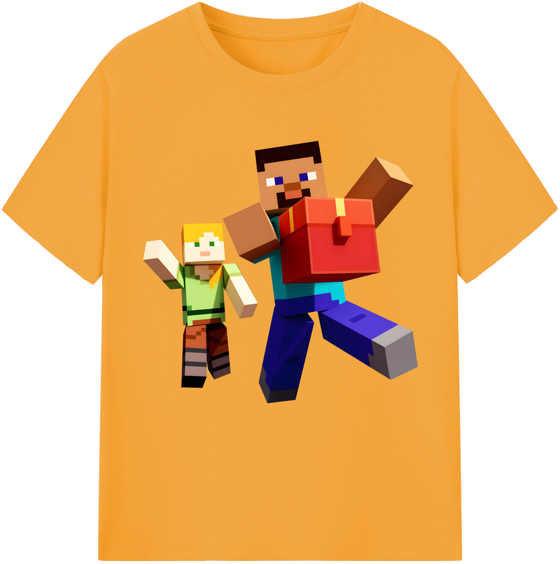 （画像用） マインクラフト ブロックの世界 Minecraft MC Block world レディースカジュアルプリントTシャツ（綿100％）