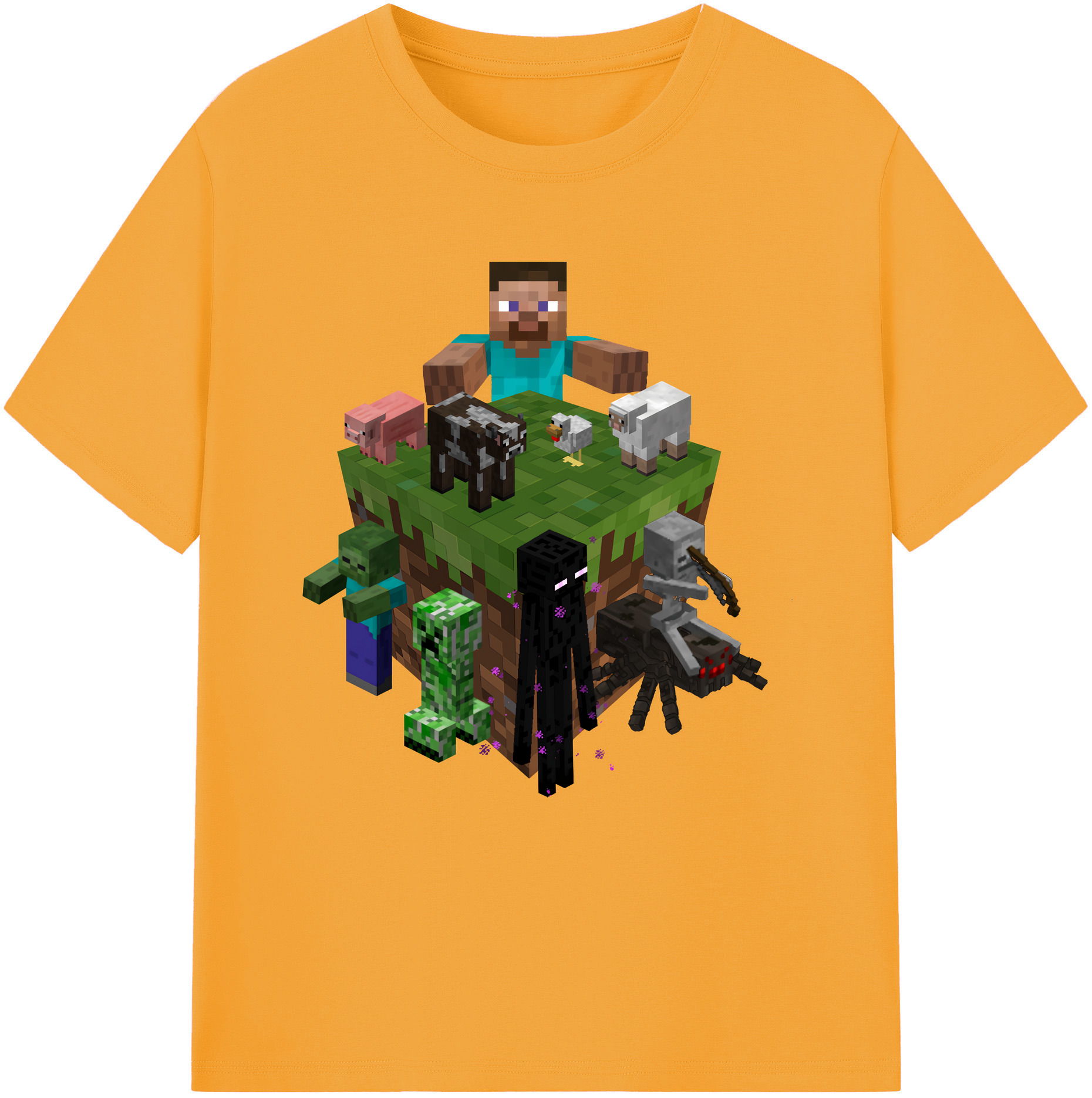 （画像用） マインクラフト ブロックの世界 Minecraft MC Block world レディースカジュアルプリントTシャツ（綿100％）