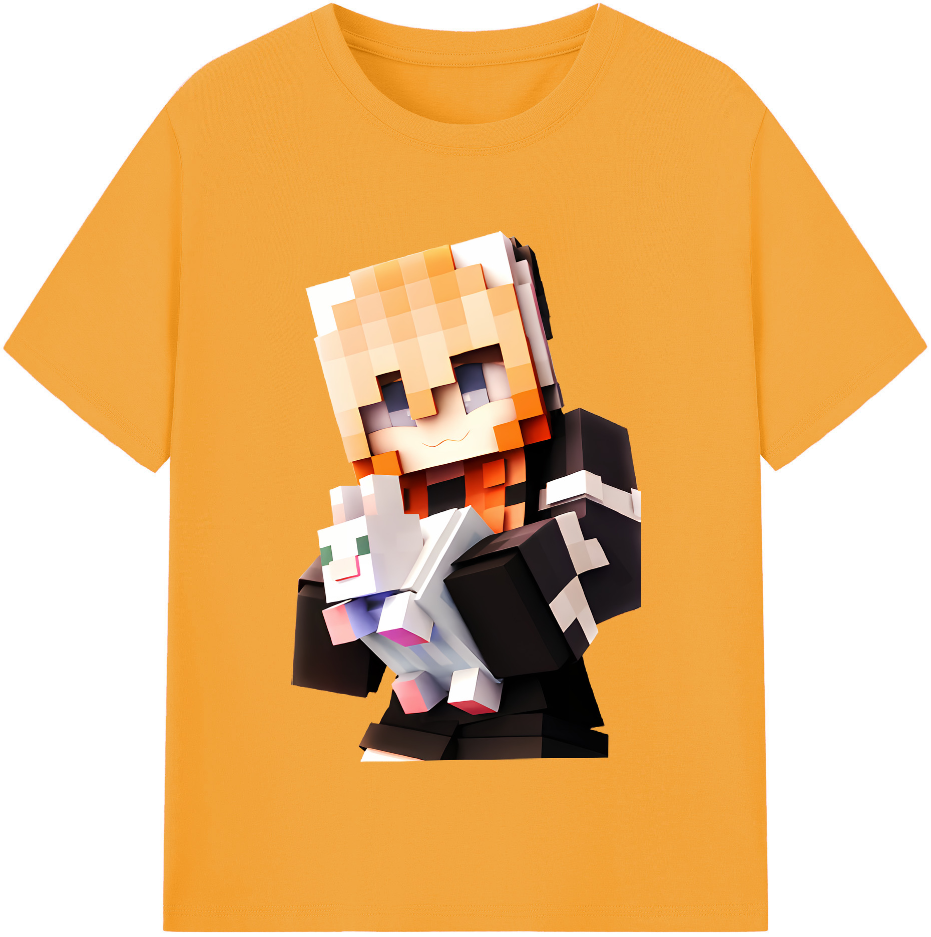 （画像用） マインクラフト ブロックの世界 Minecraft MC Block world レディースカジュアルプリントTシャツ（綿100％）