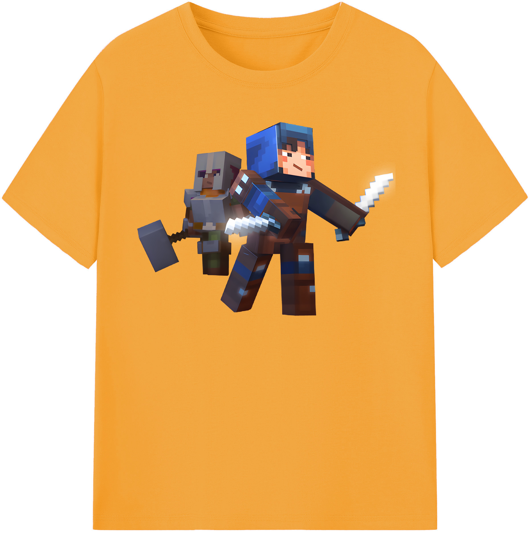 （画像用） マインクラフト ブロックの世界 Minecraft MC Block world レディースカジュアルプリントTシャツ（綿100％）