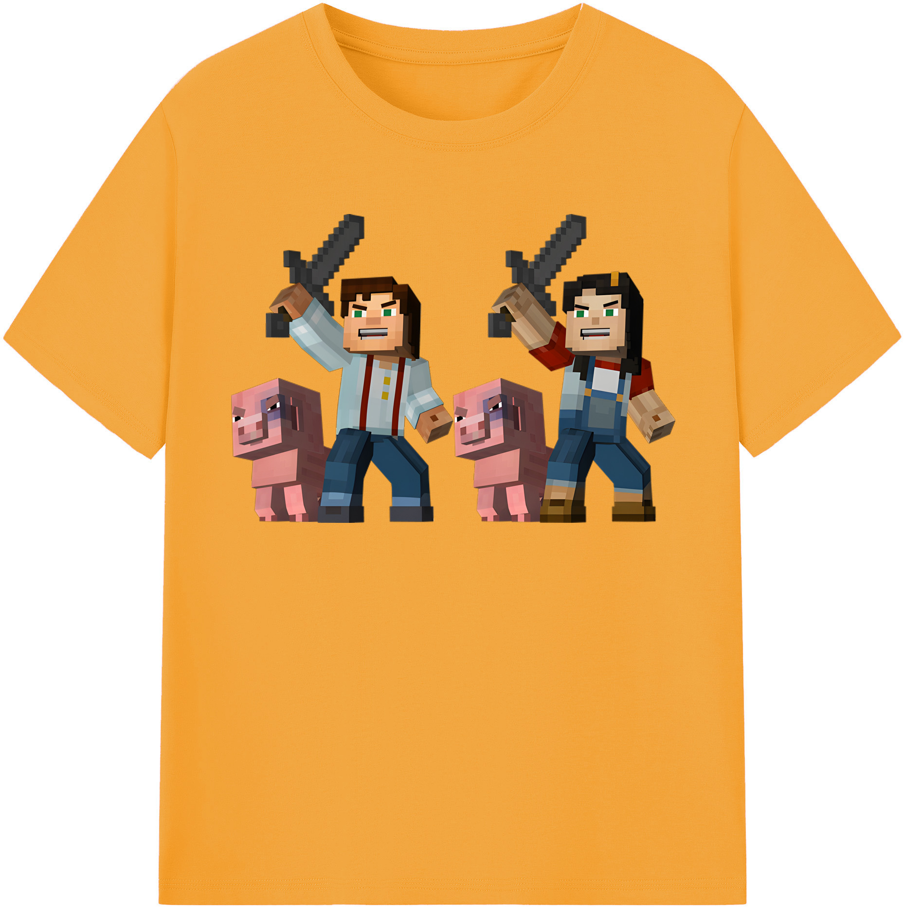 （画像用） マインクラフト ブロックの世界 Minecraft MC Block world レディースカジュアルプリントTシャツ（綿100％）