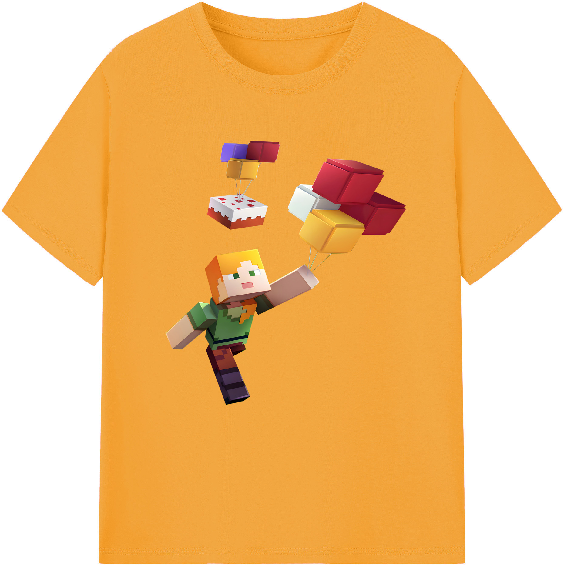（画像用） マインクラフト ブロックの世界 Minecraft MC Block world レディースカジュアルプリントTシャツ（綿100％）