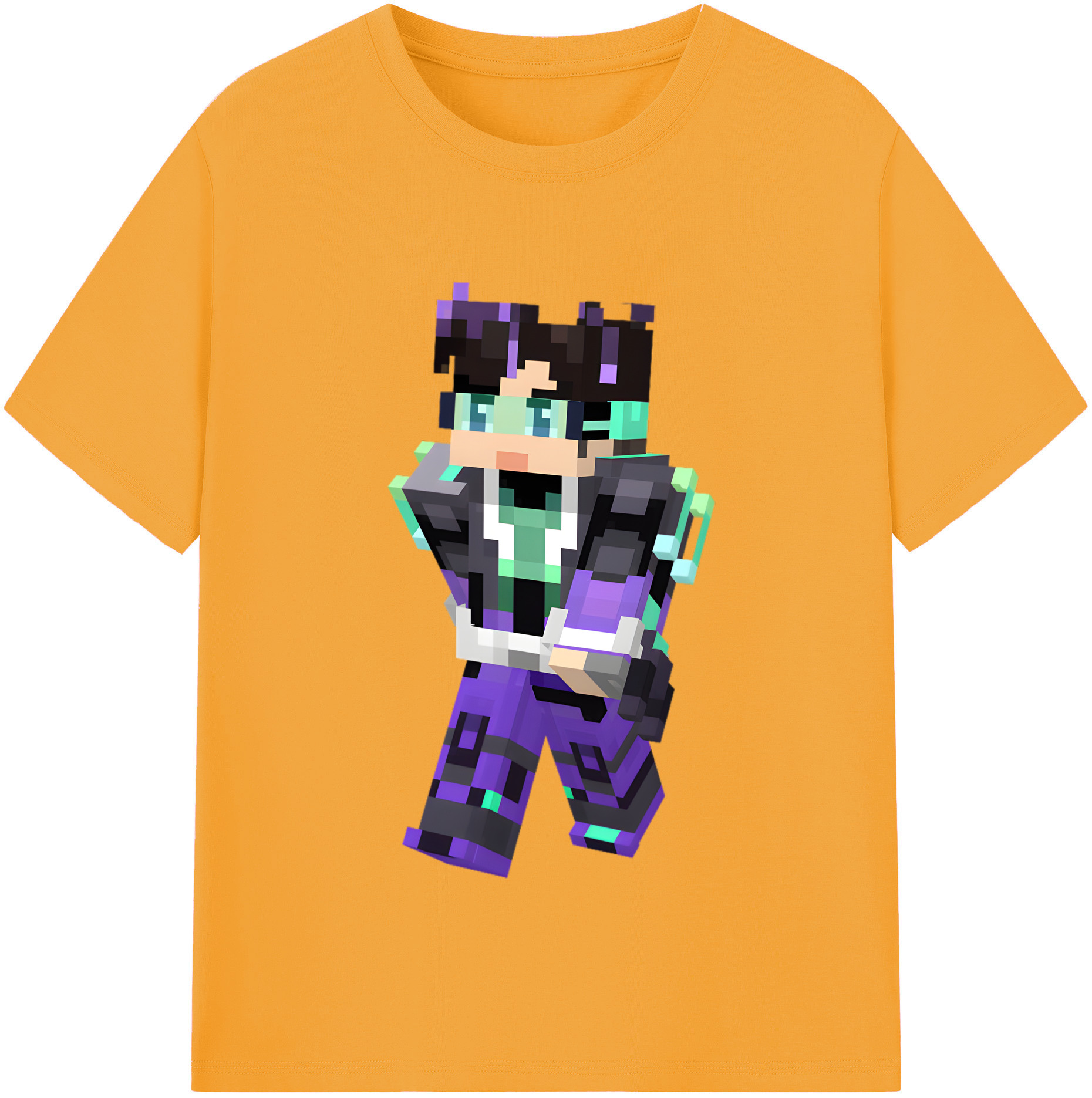 （画像用） マインクラフト ブロックの世界 Minecraft MC Block world レディースカジュアルプリントTシャツ（綿100％）
