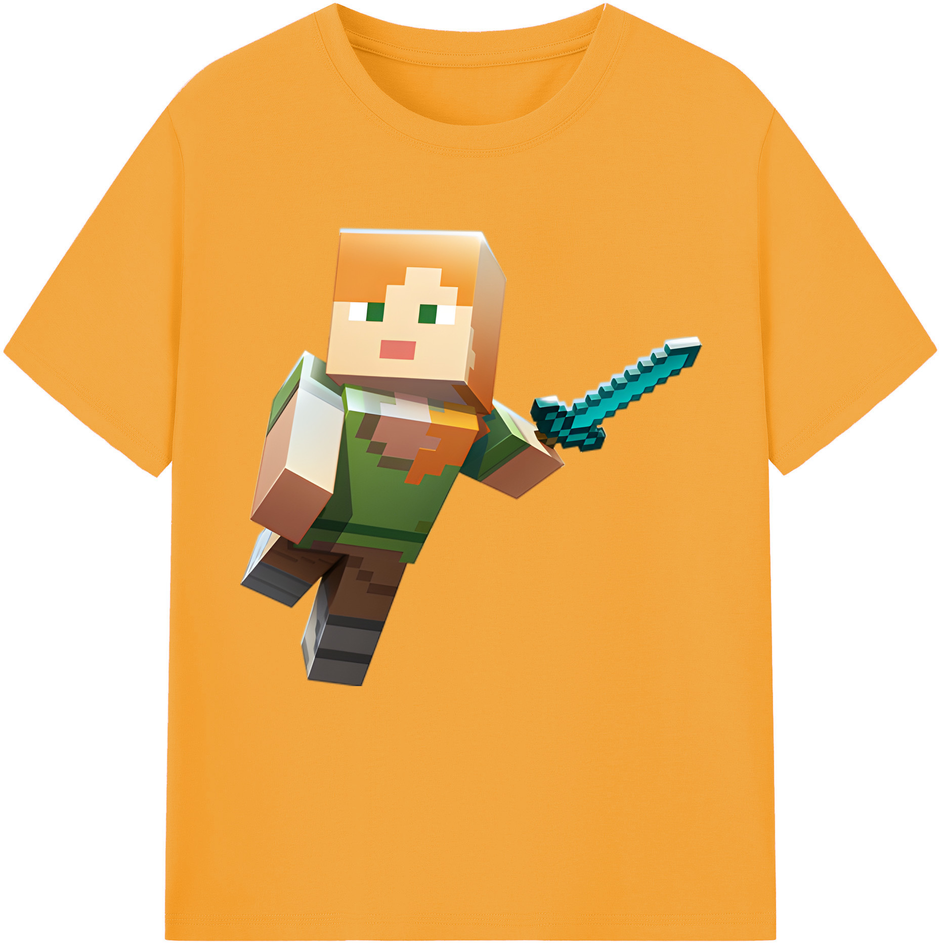 （画像用） マインクラフト ブロックの世界 Minecraft MC Block world レディースカジュアルプリントTシャツ（綿100％）