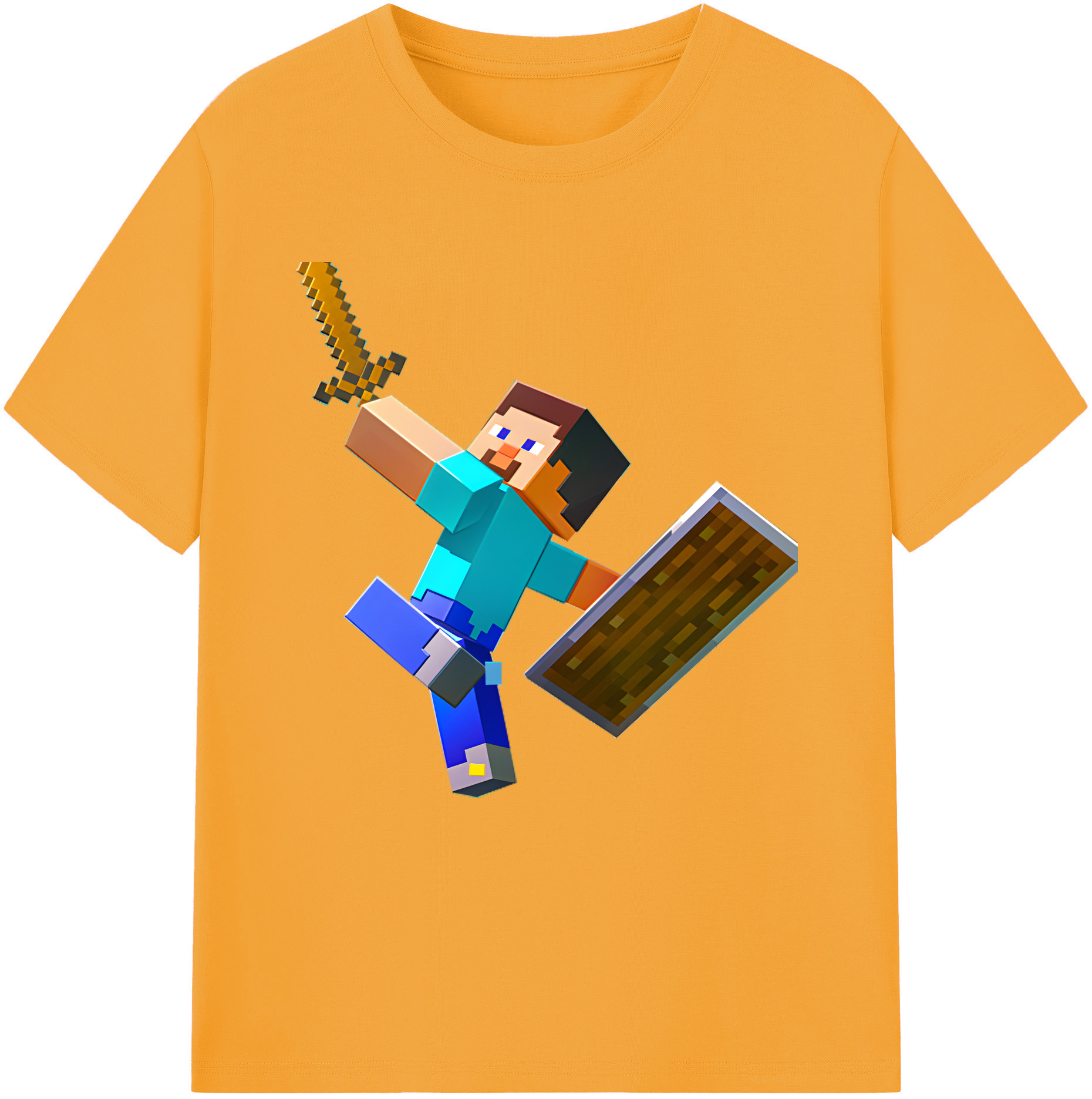 （画像用） マインクラフト ブロックの世界 Minecraft MC Block world レディースカジュアルプリントTシャツ（綿100％）