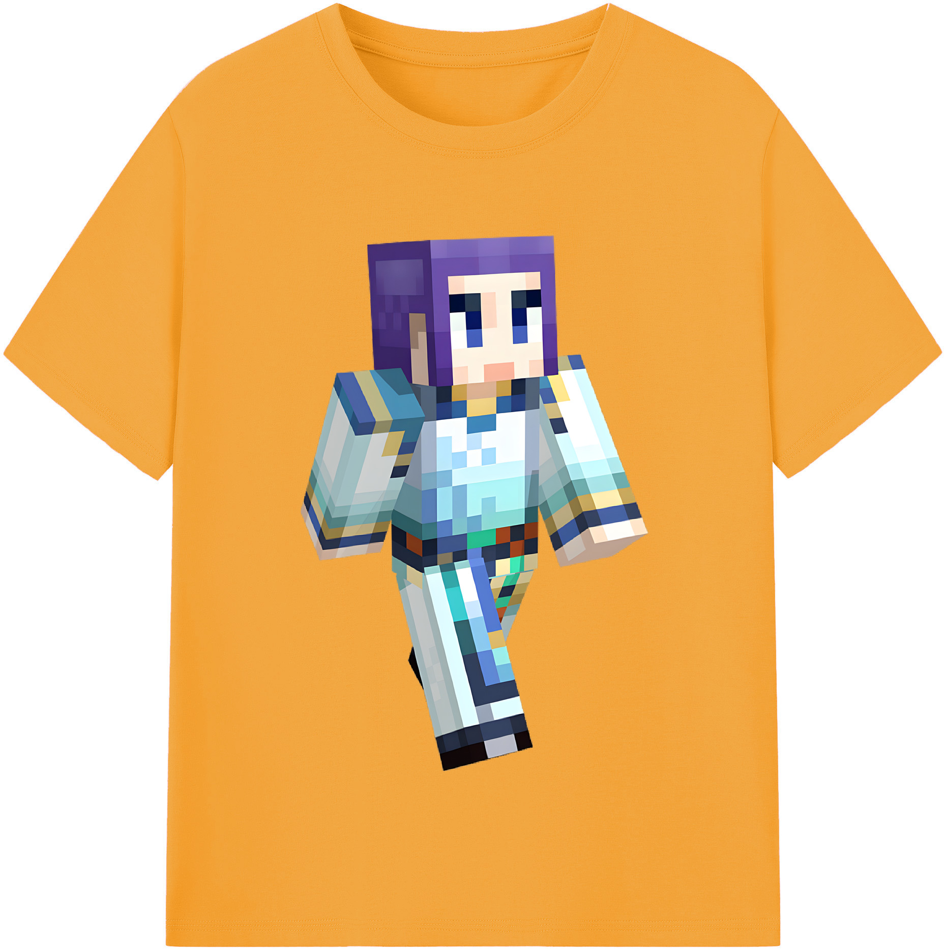 （画像用） マインクラフト ブロックの世界 Minecraft MC Block world レディースカジュアルプリントTシャツ（綿100％）