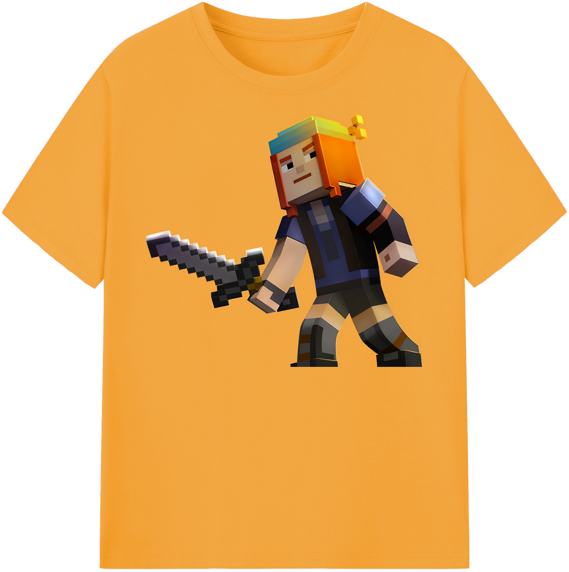 （画像用） マインクラフト ブロックの世界 Minecraft MC Block world レディースカジュアルプリントTシャツ（綿100％）