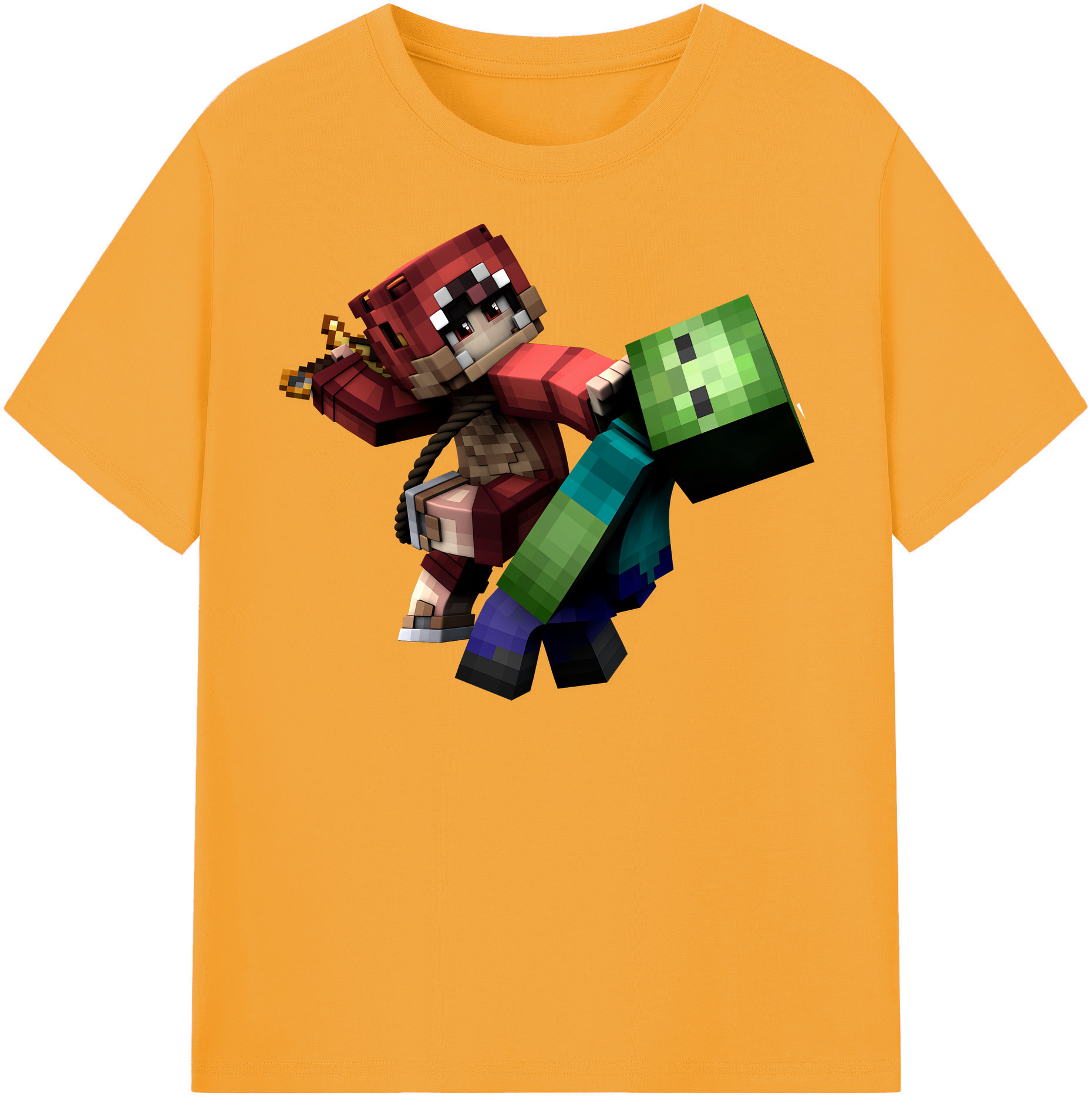 マインクラフト ブロックの世界 Minecraft MC Block world レディースカジュアルプリントTシャツ（綿100％）