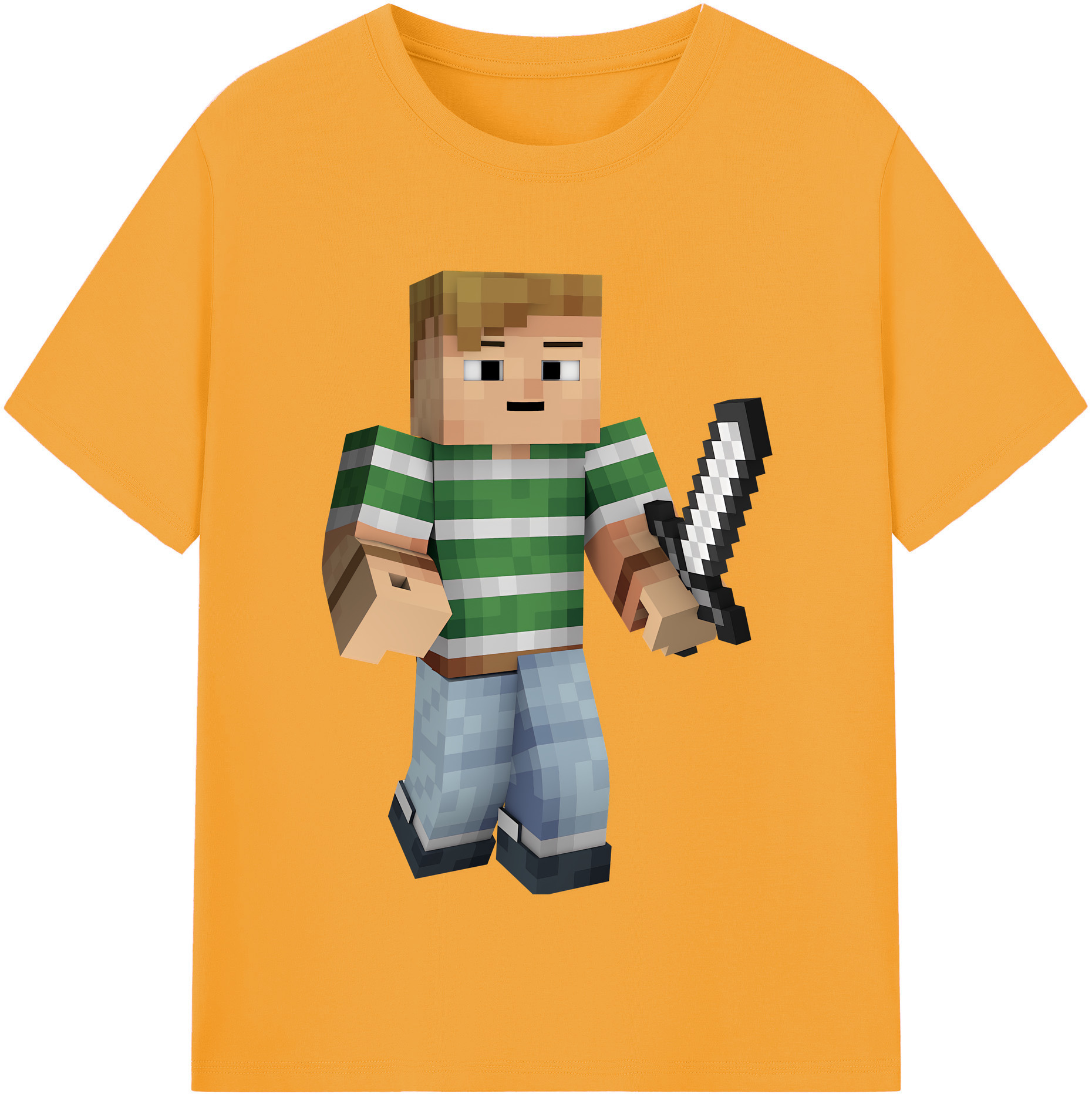 （画像用） マインクラフト ブロックの世界 Minecraft MC Block world レディースカジュアルプリントTシャツ（綿100％）