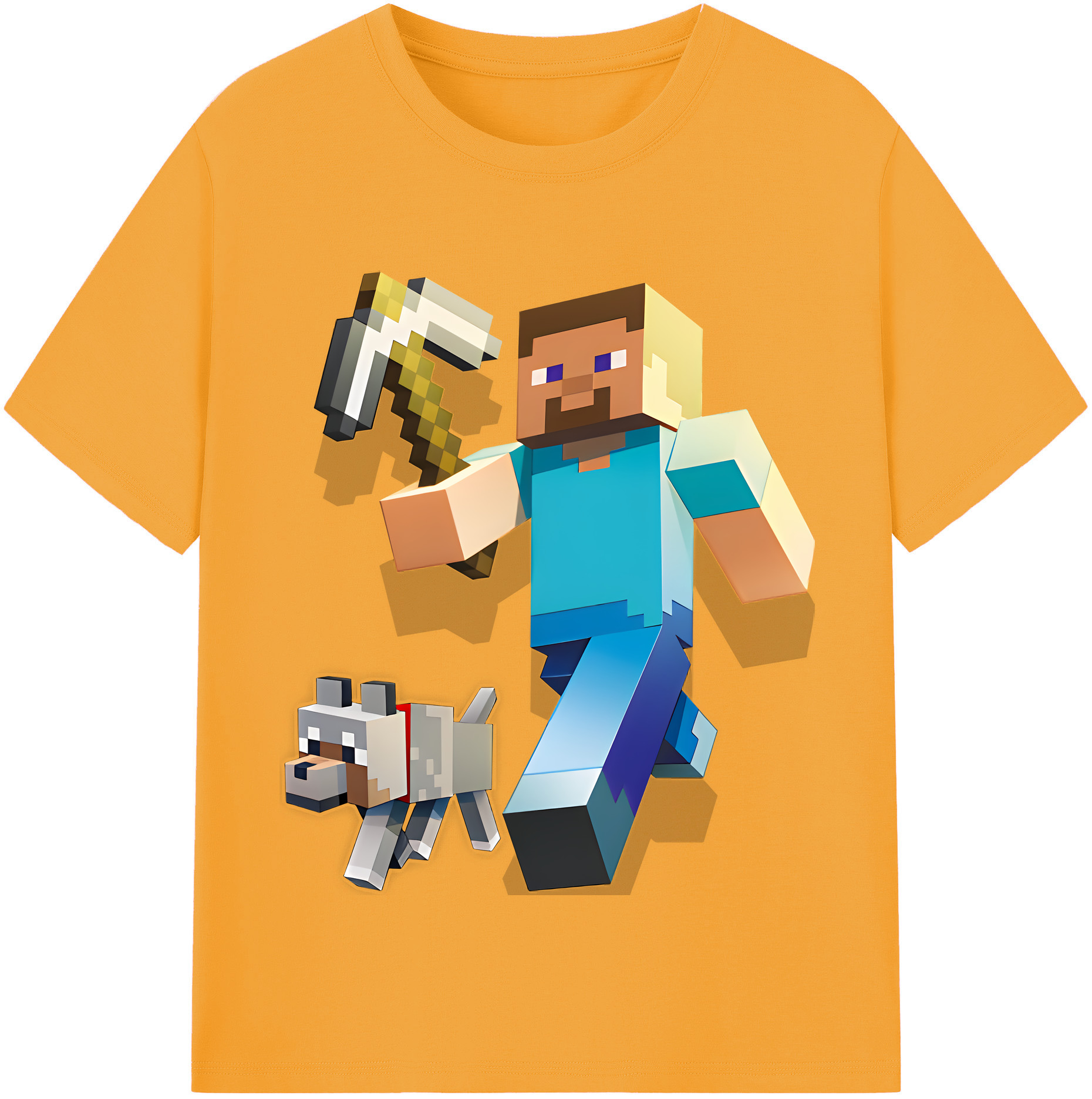 （画像用） マインクラフト ブロックの世界 Minecraft MC Block world レディースカジュアルプリントTシャツ（綿100％）