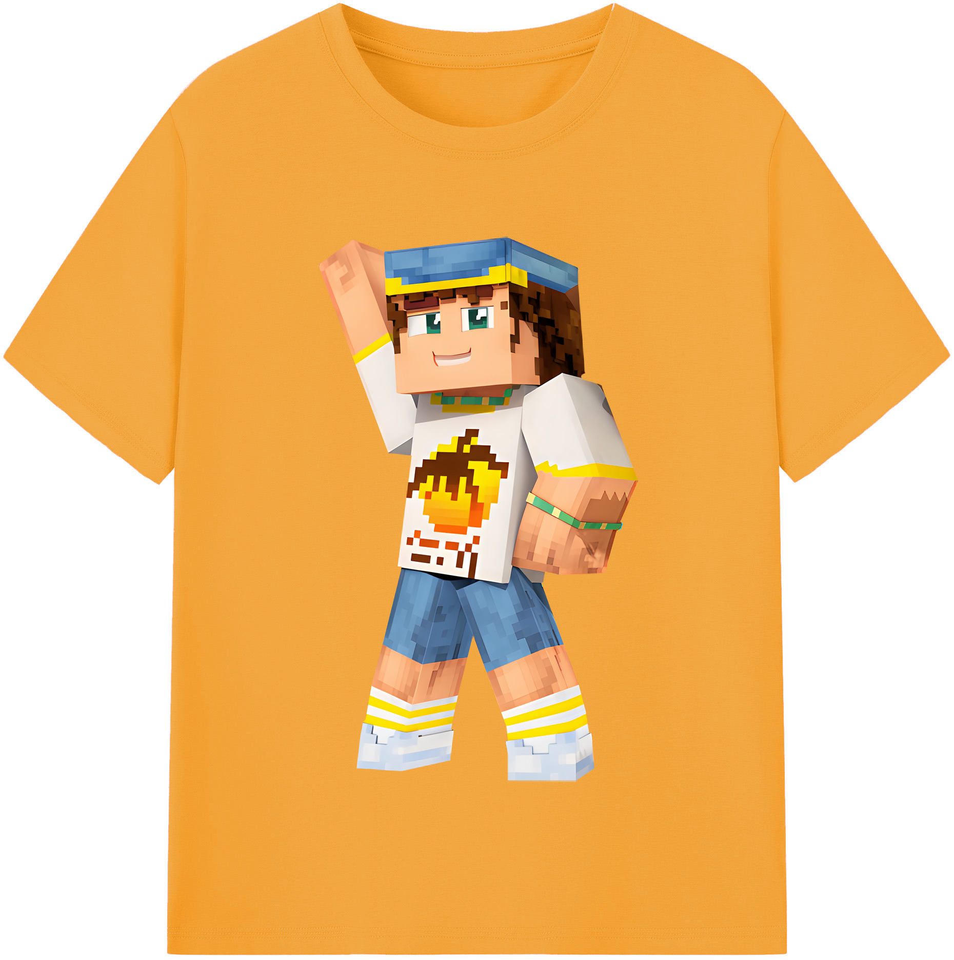 （画像用） マインクラフト ブロックの世界 Minecraft MC Block world レディースカジュアルプリントTシャツ（綿100％）
