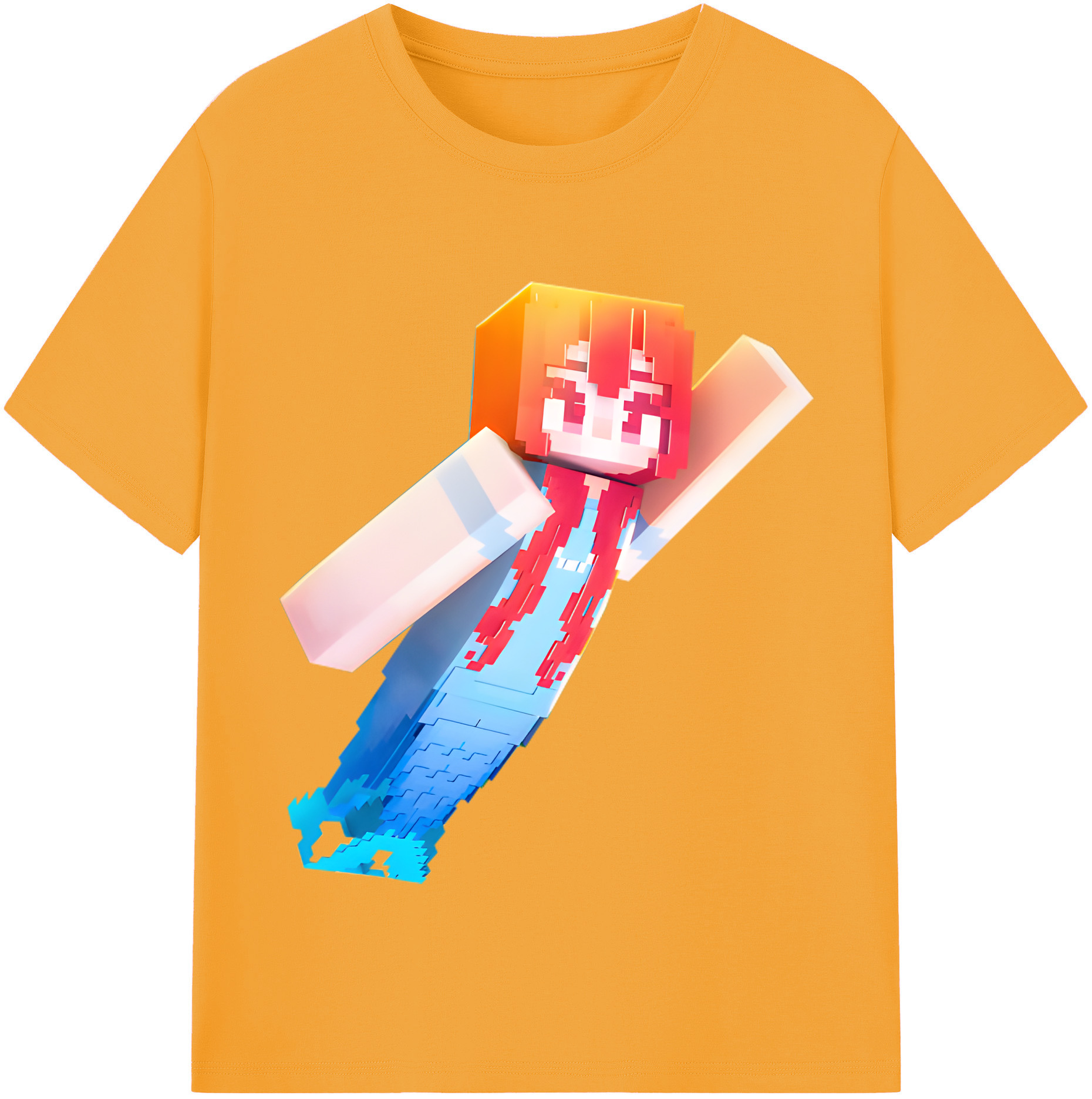 （画像用） マインクラフト ブロックの世界 Minecraft MC Block world レディースカジュアルプリントTシャツ（綿100％）