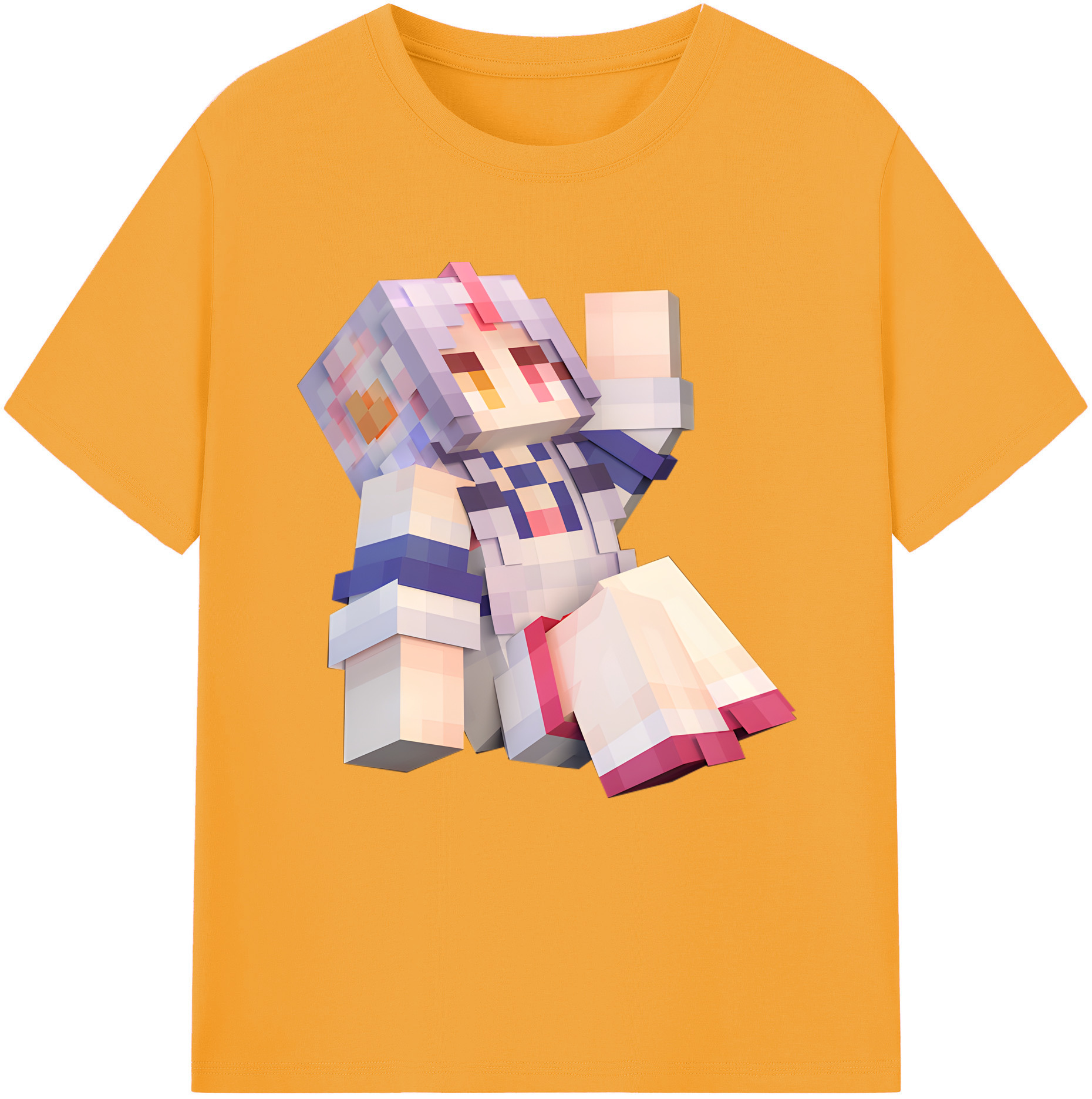 （画像用） マインクラフト ブロックの世界 Minecraft MC Block world レディースカジュアルプリントTシャツ（綿100％）