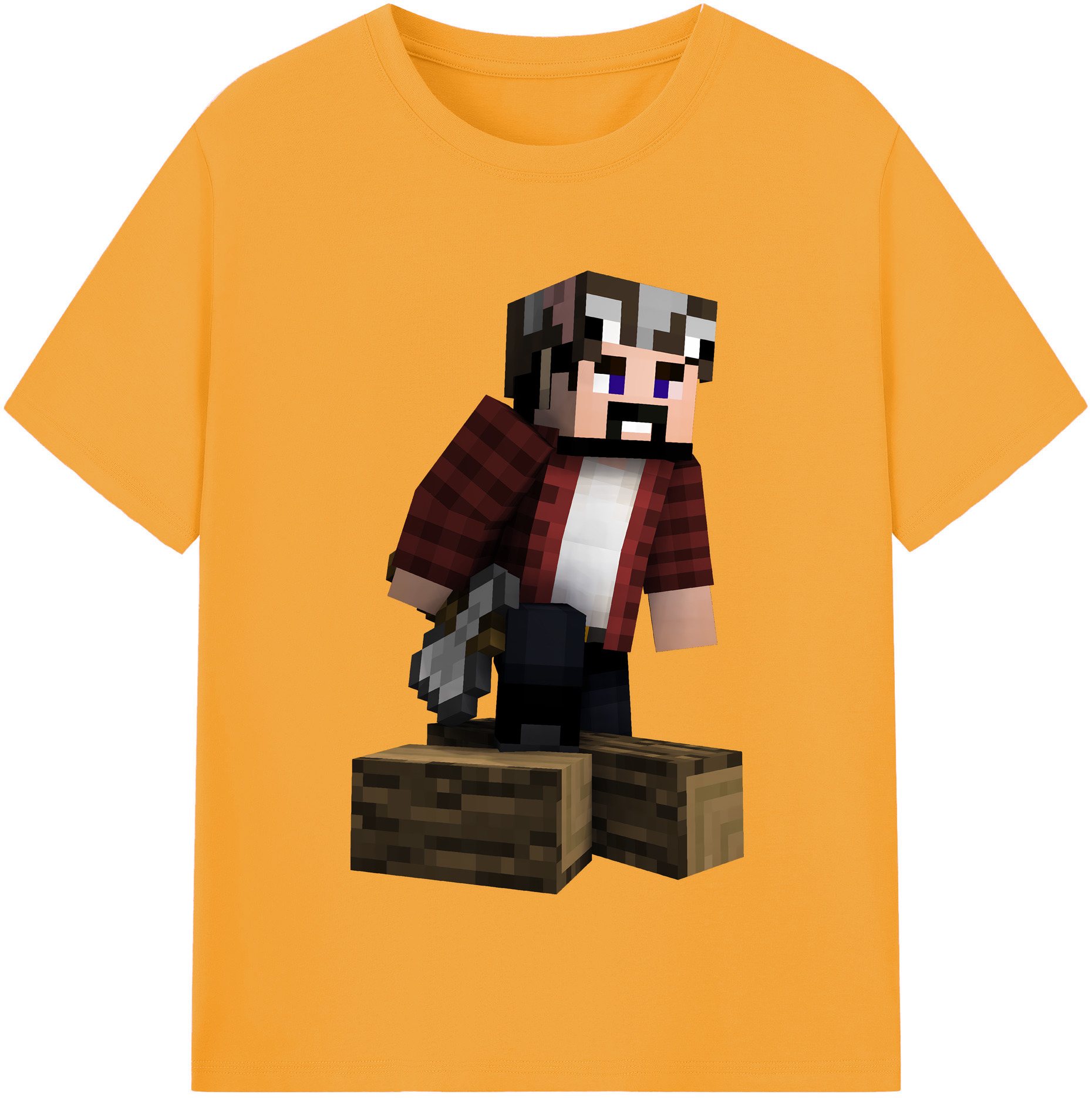 （画像用） マインクラフト ブロックの世界 Minecraft MC Block world レディースカジュアルプリントTシャツ（綿100％）