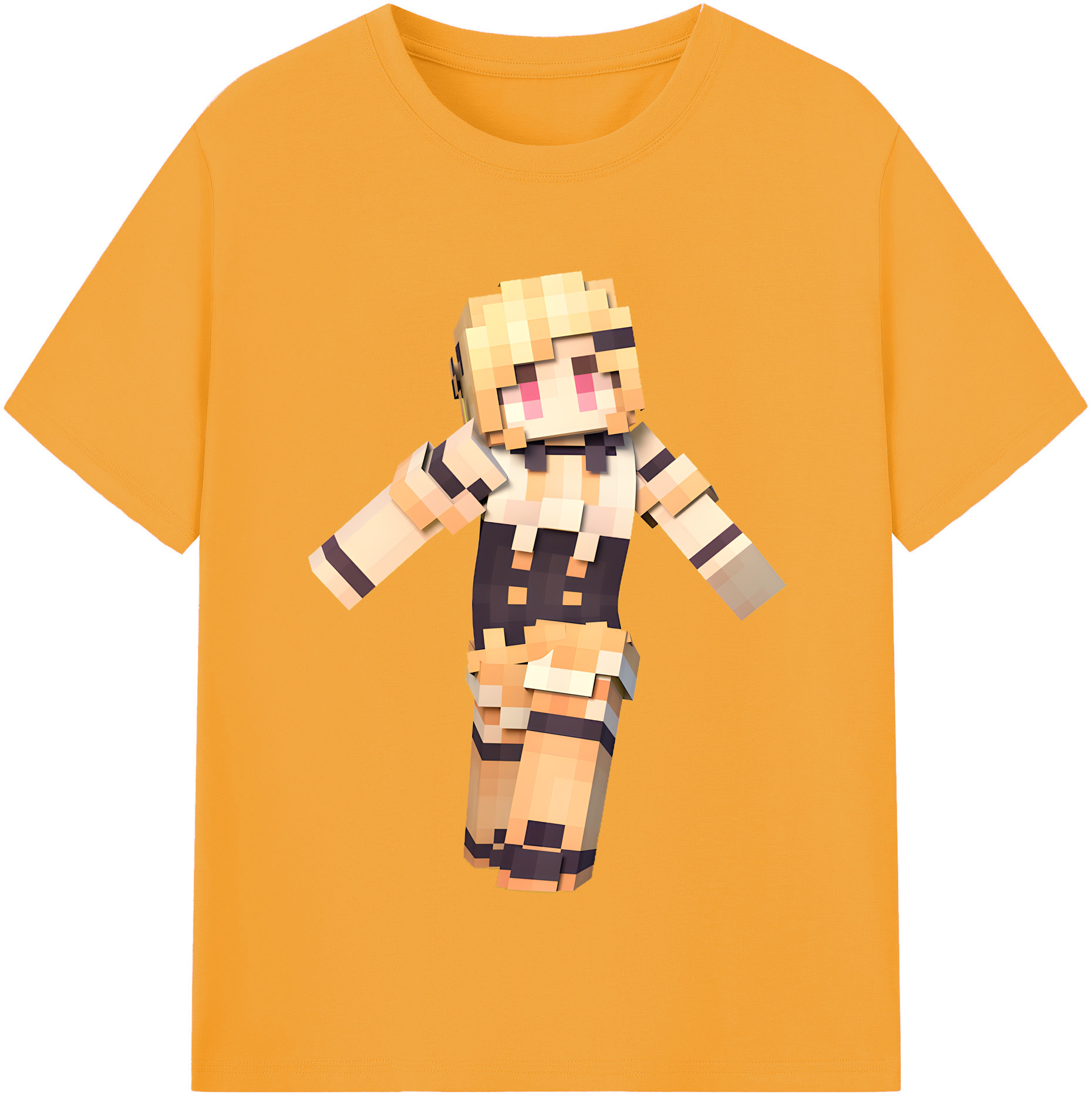 （画像用） マインクラフト ブロックの世界 Minecraft MC Block world レディースカジュアルプリントTシャツ（綿100％）