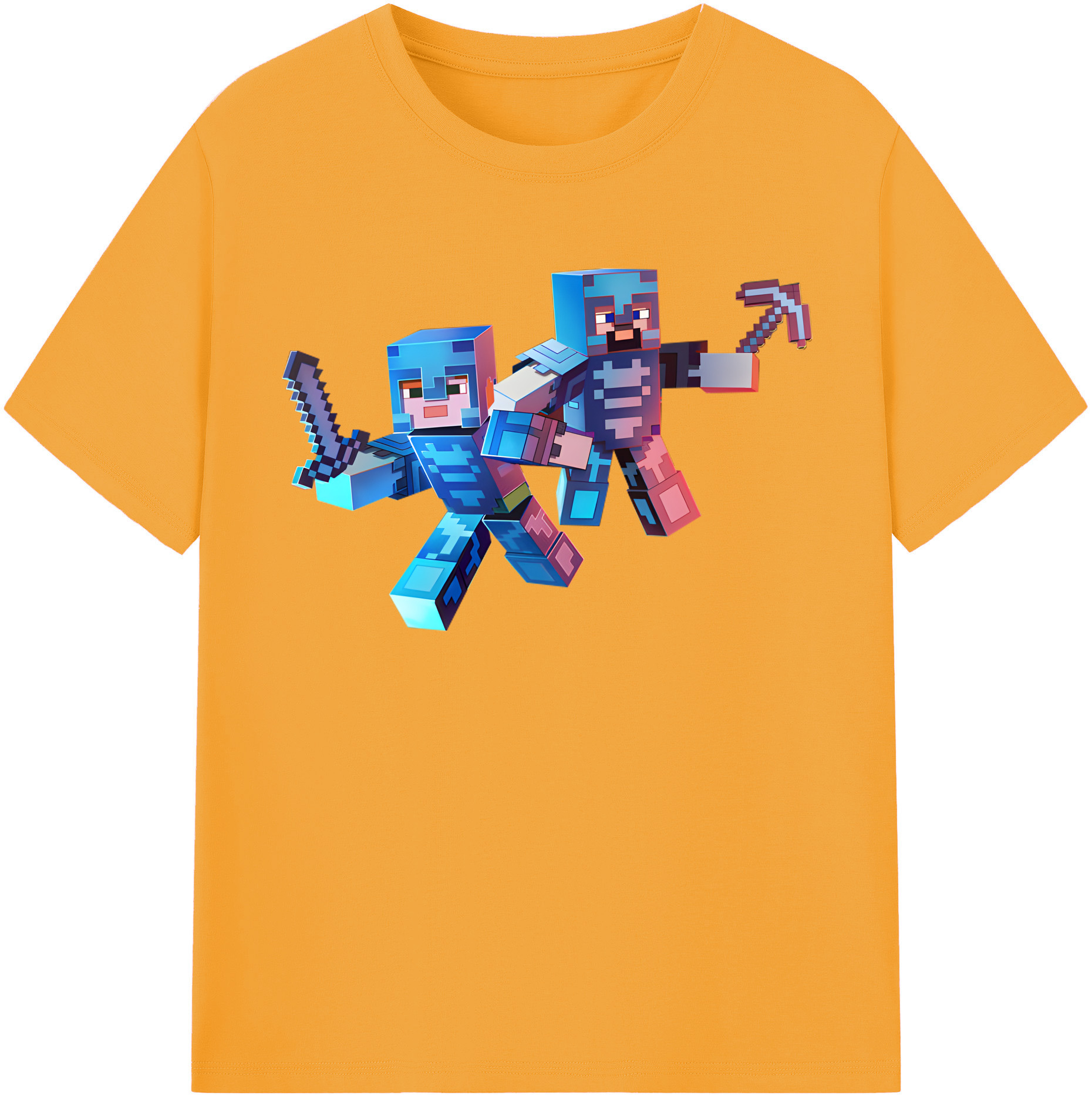 （画像用） マインクラフト ブロックの世界 Minecraft MC Block world レディースカジュアルプリントTシャツ（綿100％）