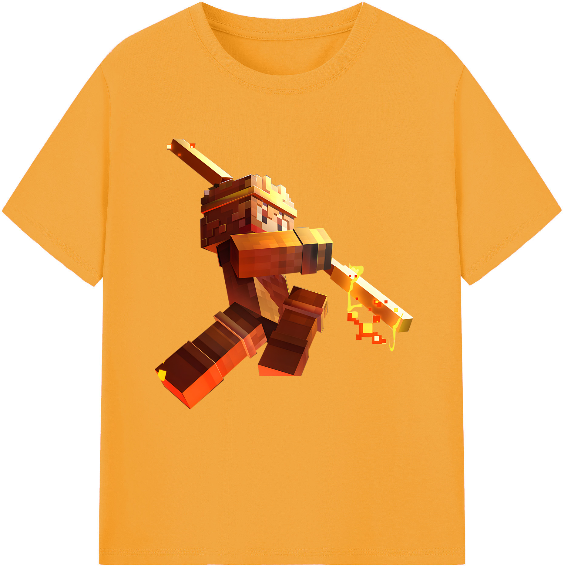 （画像用） マインクラフト ブロックの世界 Minecraft MC Block world レディースカジュアルプリントTシャツ（綿100％）