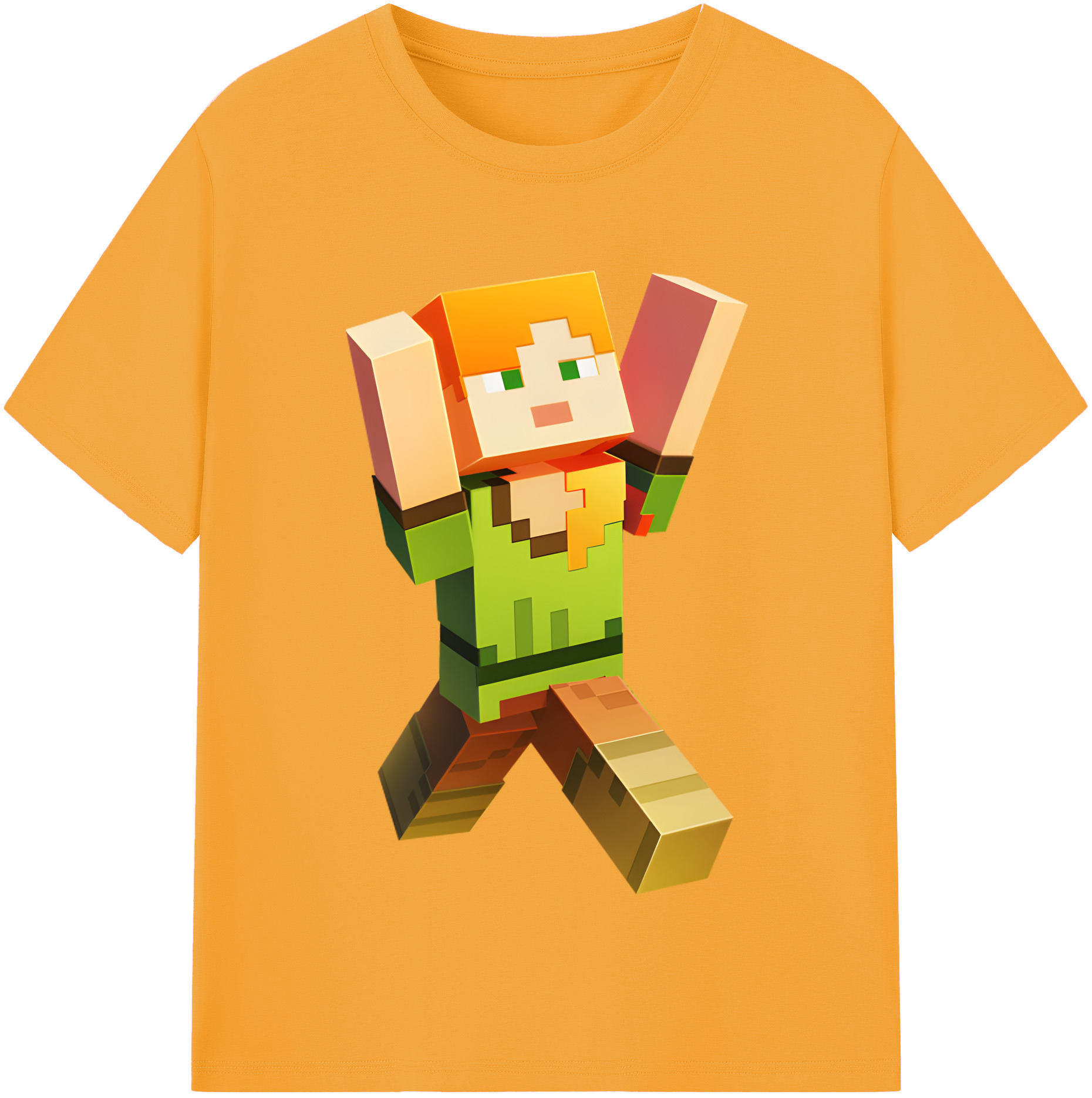 （画像用） マインクラフト ブロックの世界 Minecraft MC Block world レディースカジュアルプリントTシャツ（綿100％）