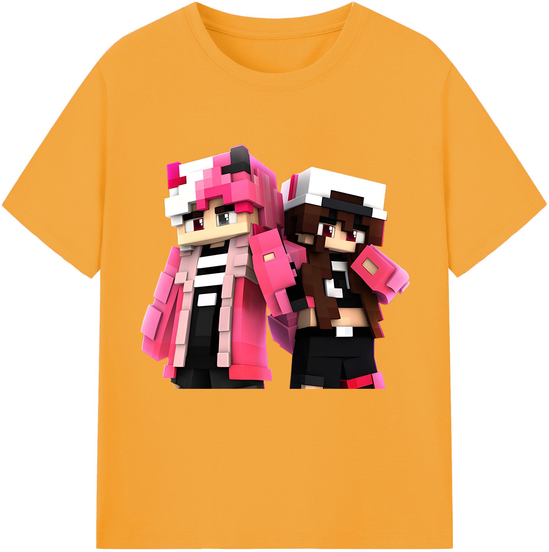 （画像用） マインクラフト ブロックの世界 Minecraft MC Block world レディースカジュアルプリントTシャツ（綿100％）