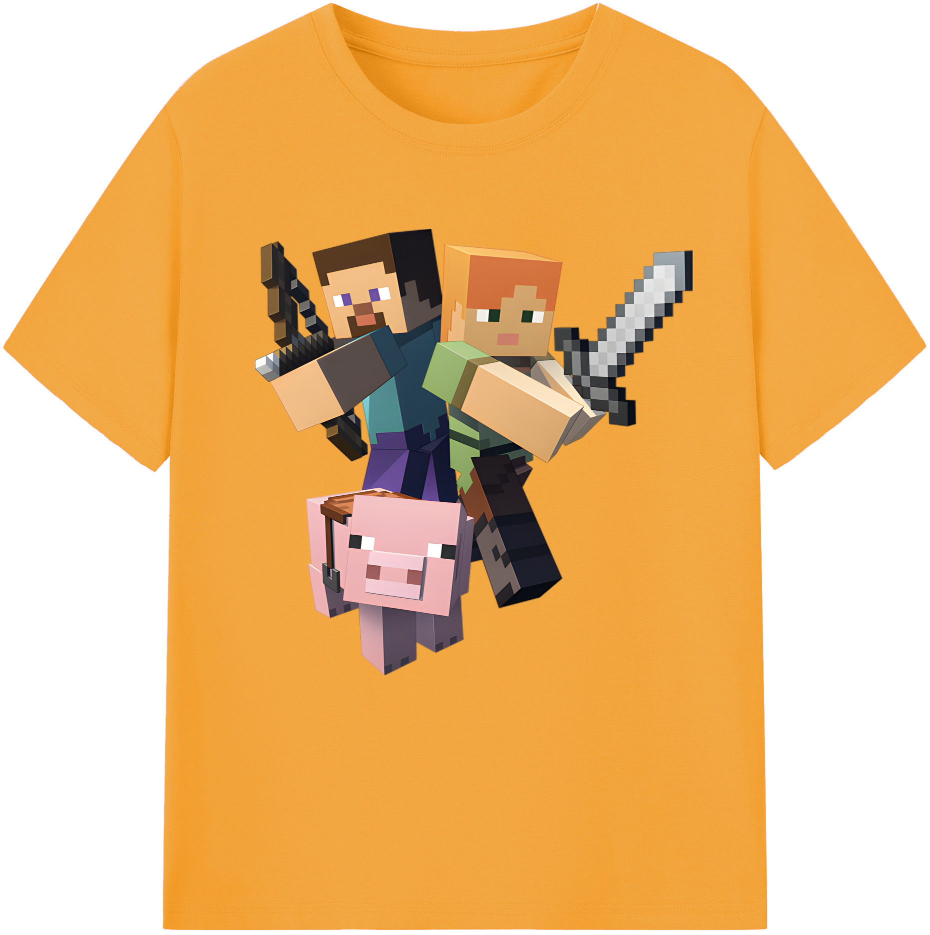 （画像用） マインクラフト ブロックの世界 Minecraft MC Block world レディースカジュアルプリントTシャツ（綿100％）