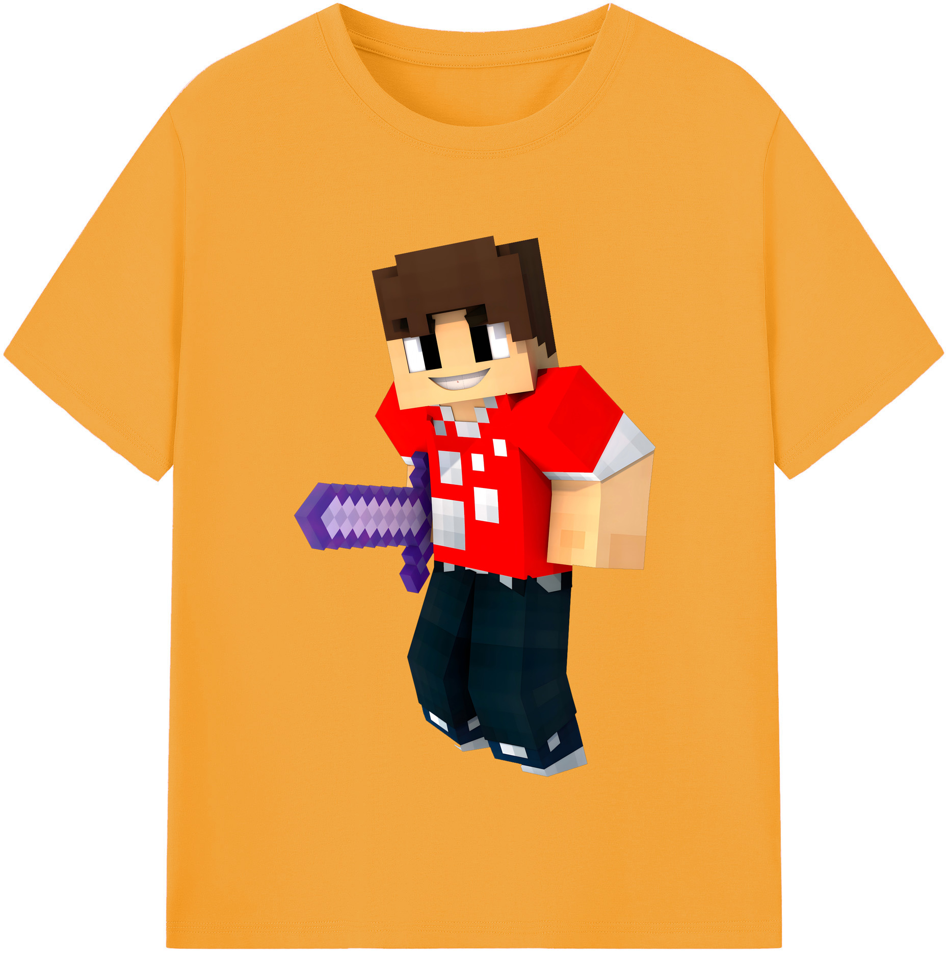 （画像用） マインクラフト ブロックの世界 Minecraft MC Block world レディースカジュアルプリントTシャツ（綿100％）