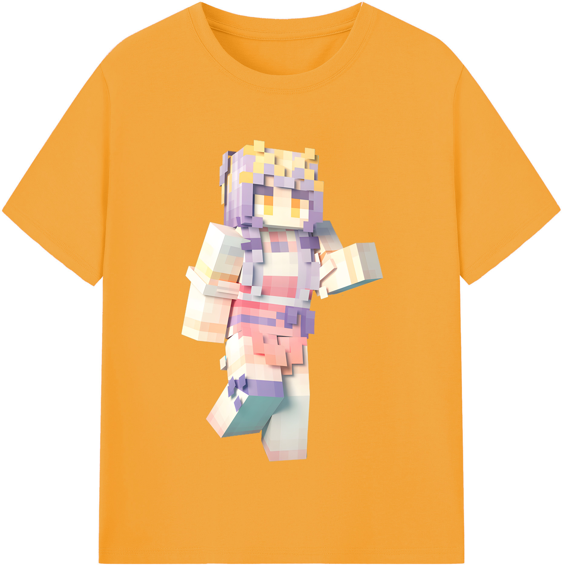 （画像用） マインクラフト ブロックの世界 Minecraft MC Block world レディースカジュアルプリントTシャツ（綿100％）