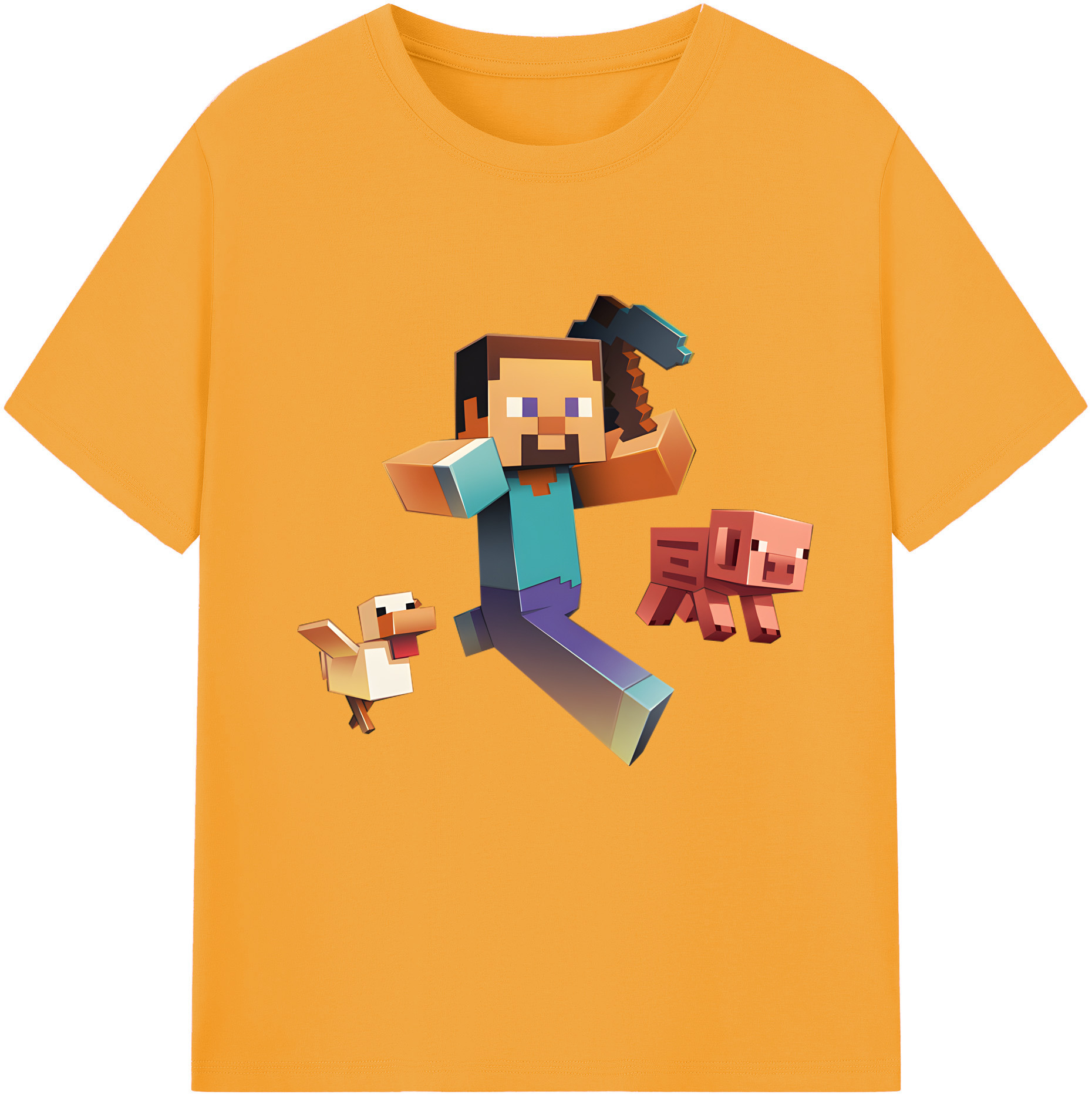 （画像用） マインクラフト ブロックの世界 Minecraft MC Block world レディースカジュアルプリントTシャツ（綿100％）
