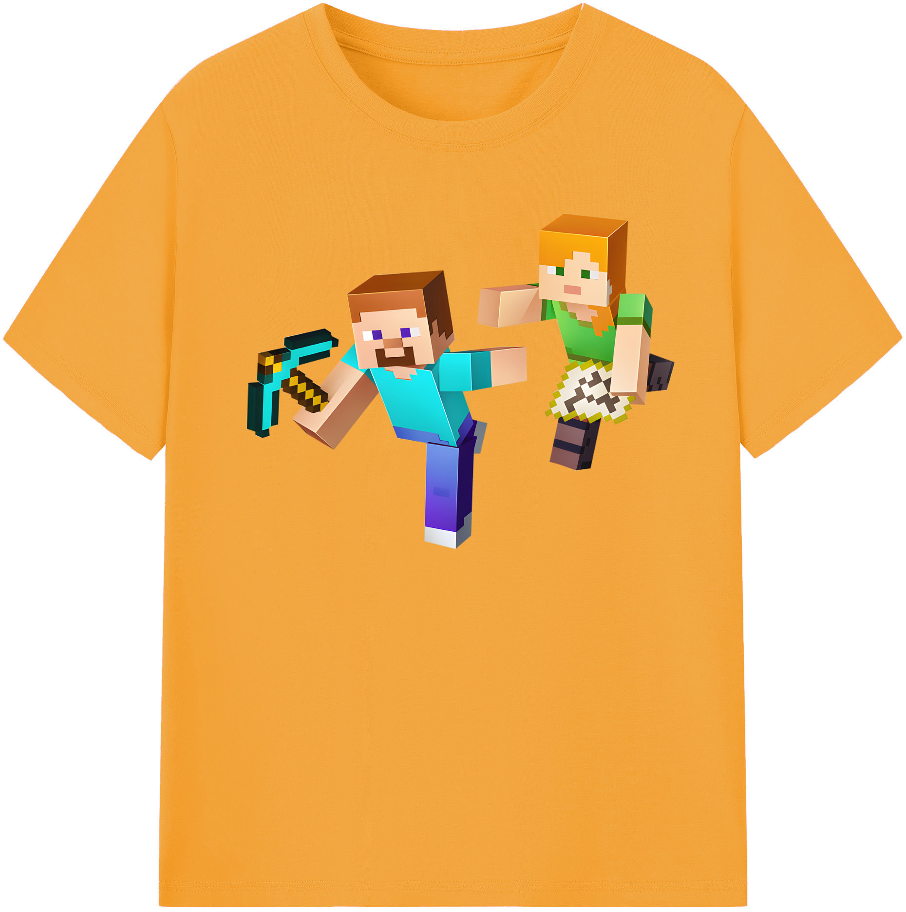 （画像用） マインクラフト ブロックの世界 Minecraft MC Block world レディースカジュアルプリントTシャツ（綿100％）