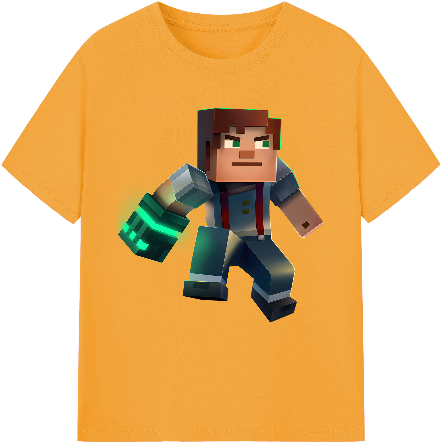 （画像用） マインクラフト ブロックの世界 Minecraft MC Block world レディースカジュアルプリントTシャツ（綿100％）