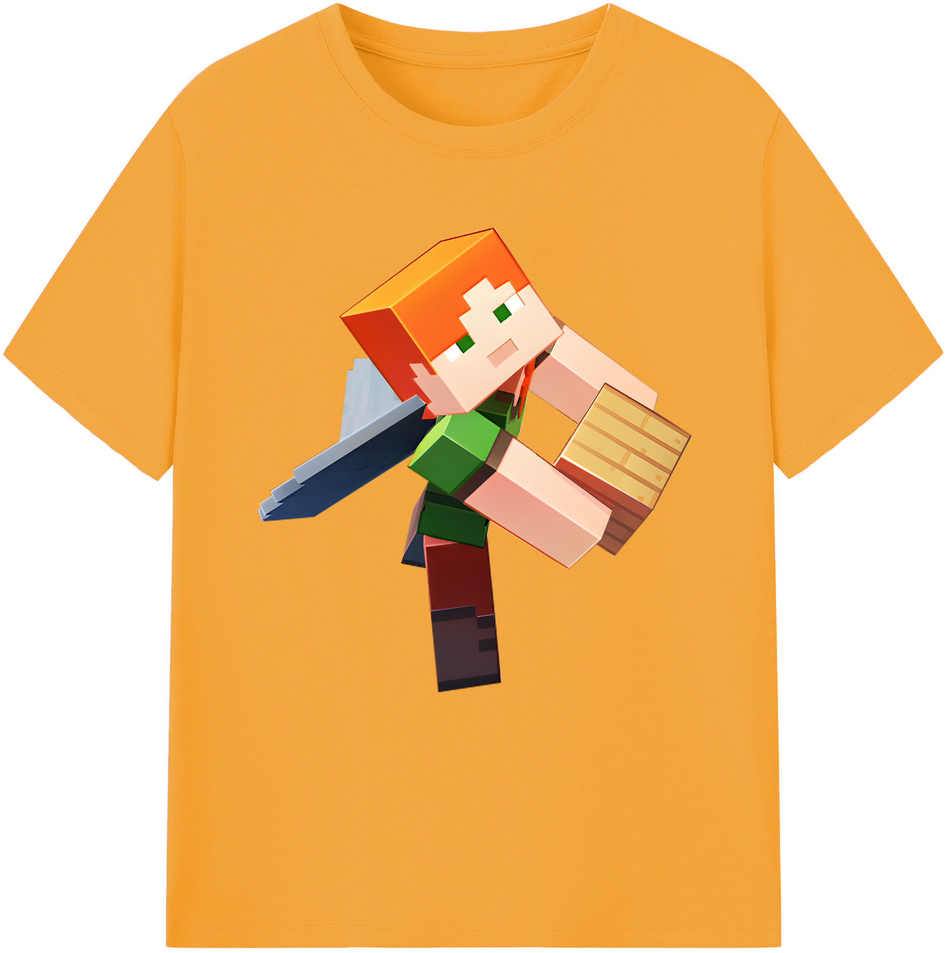 （画像用） マインクラフト ブロックの世界 Minecraft MC Block world レディースカジュアルプリントTシャツ（綿100％）