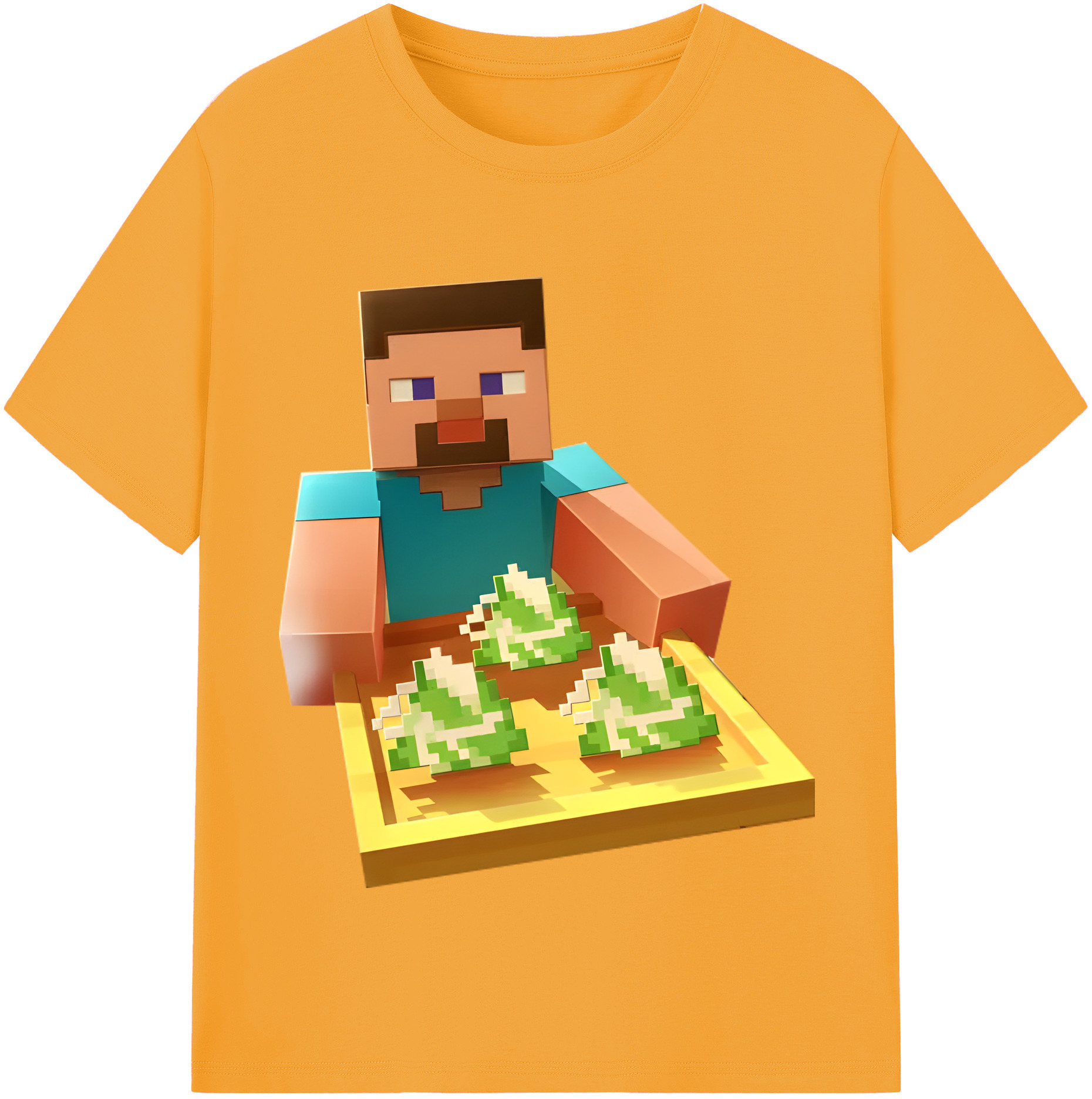 （画像用） マインクラフト ブロックの世界 Minecraft MC Block world レディースカジュアルプリントTシャツ（綿100％）