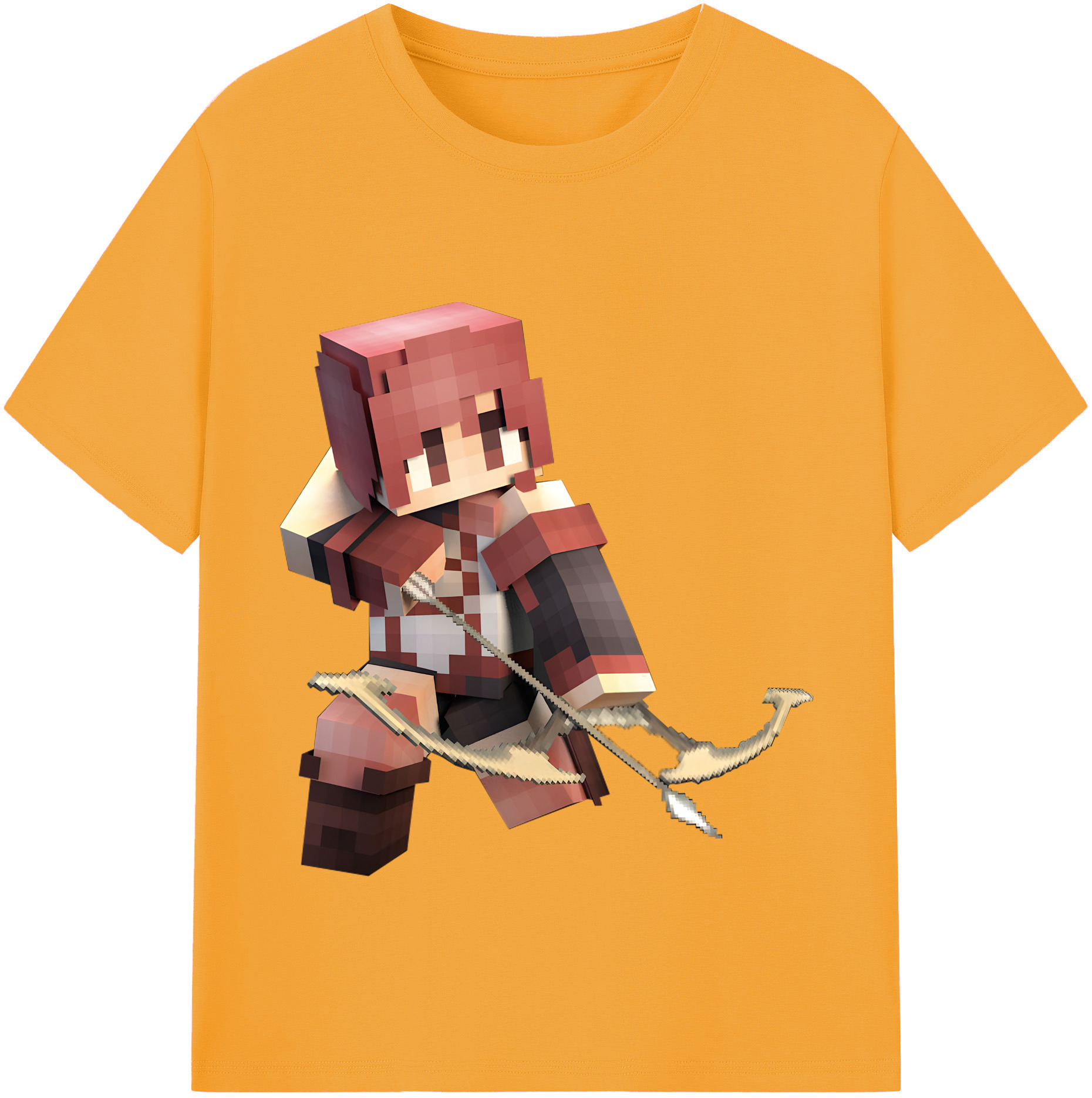（画像用） マインクラフト ブロックの世界 Minecraft MC Block world レディースカジュアルプリントTシャツ（綿100％）