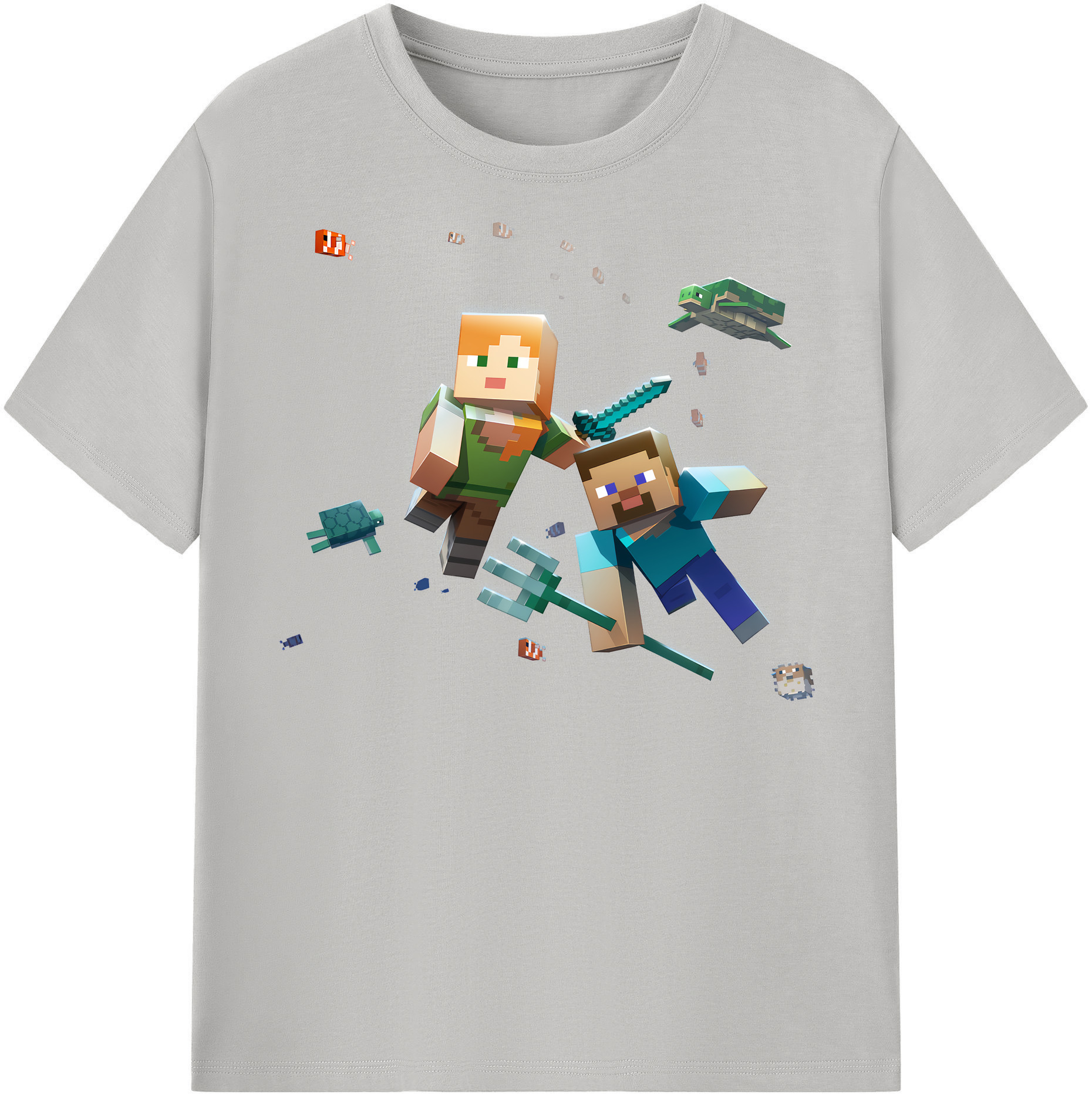 （画像用） マインクラフト ブロックの世界 Minecraft MC Block world レディースカジュアルプリントTシャツ（綿100％）