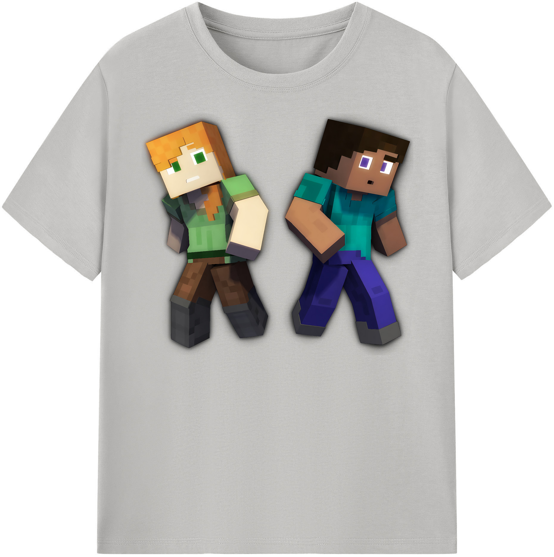 （画像用） マインクラフト ブロックの世界 Minecraft MC Block world レディースカジュアルプリントTシャツ（綿100％）