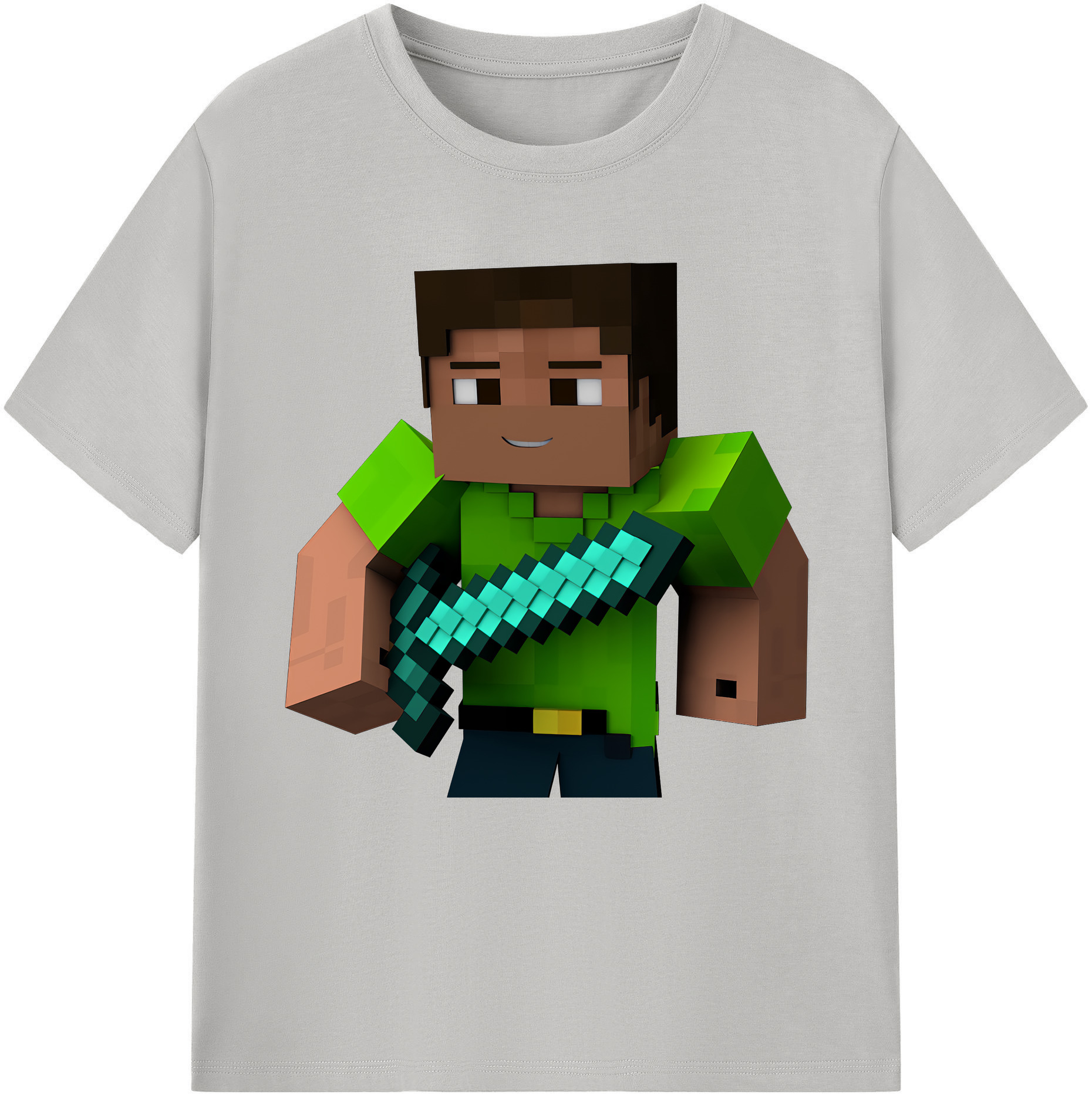 （画像用） マインクラフト ブロックの世界 Minecraft MC Block world レディースカジュアルプリントTシャツ（綿100％）