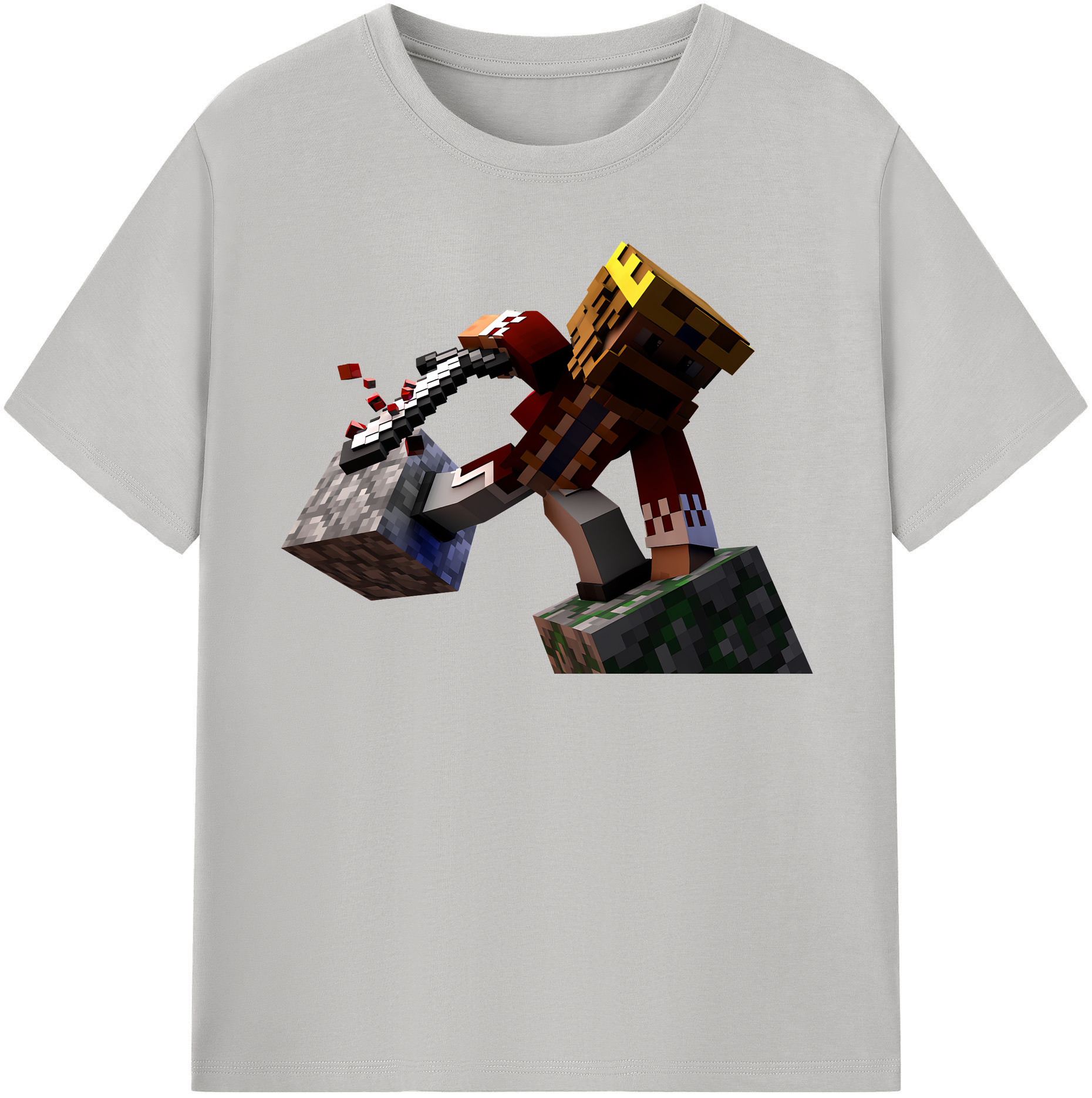 （画像用） マインクラフト ブロックの世界 Minecraft MC Block world レディースカジュアルプリントTシャツ（綿100％）