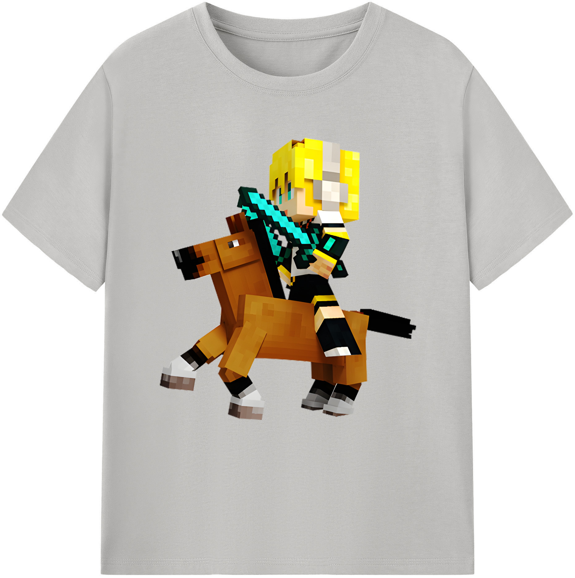 （画像用） マインクラフト ブロックの世界 Minecraft MC Block world レディースカジュアルプリントTシャツ（綿100％）
