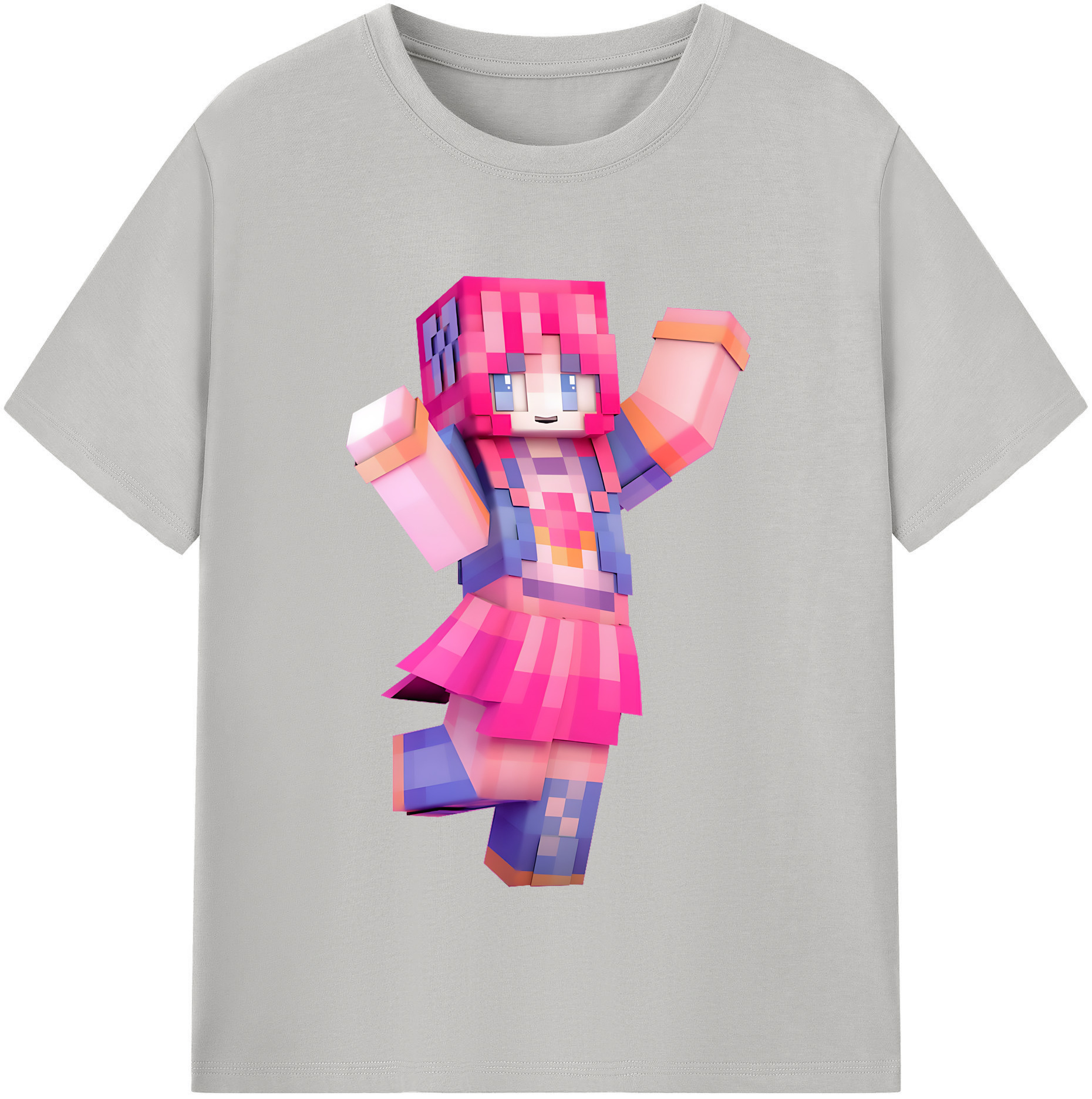 （画像用） マインクラフト ブロックの世界 Minecraft MC Block world レディースカジュアルプリントTシャツ（綿100％）