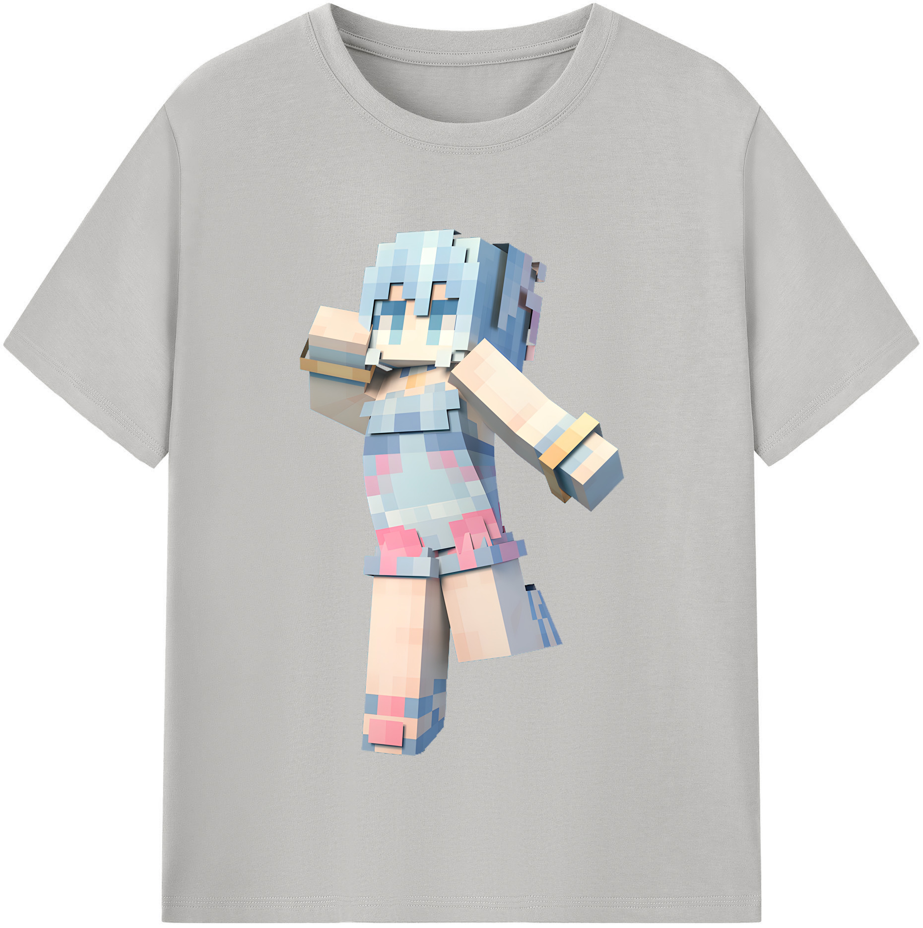 （画像用） マインクラフト ブロックの世界 Minecraft MC Block world レディースカジュアルプリントTシャツ（綿100％）