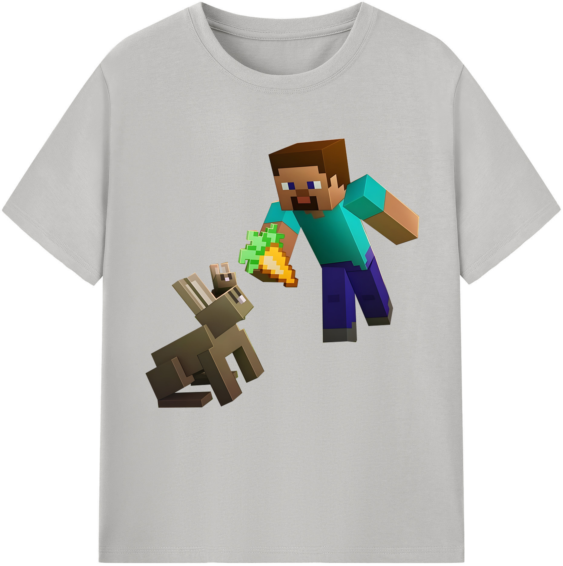 （画像用） マインクラフト ブロックの世界 Minecraft MC Block world レディースカジュアルプリントTシャツ（綿100％）