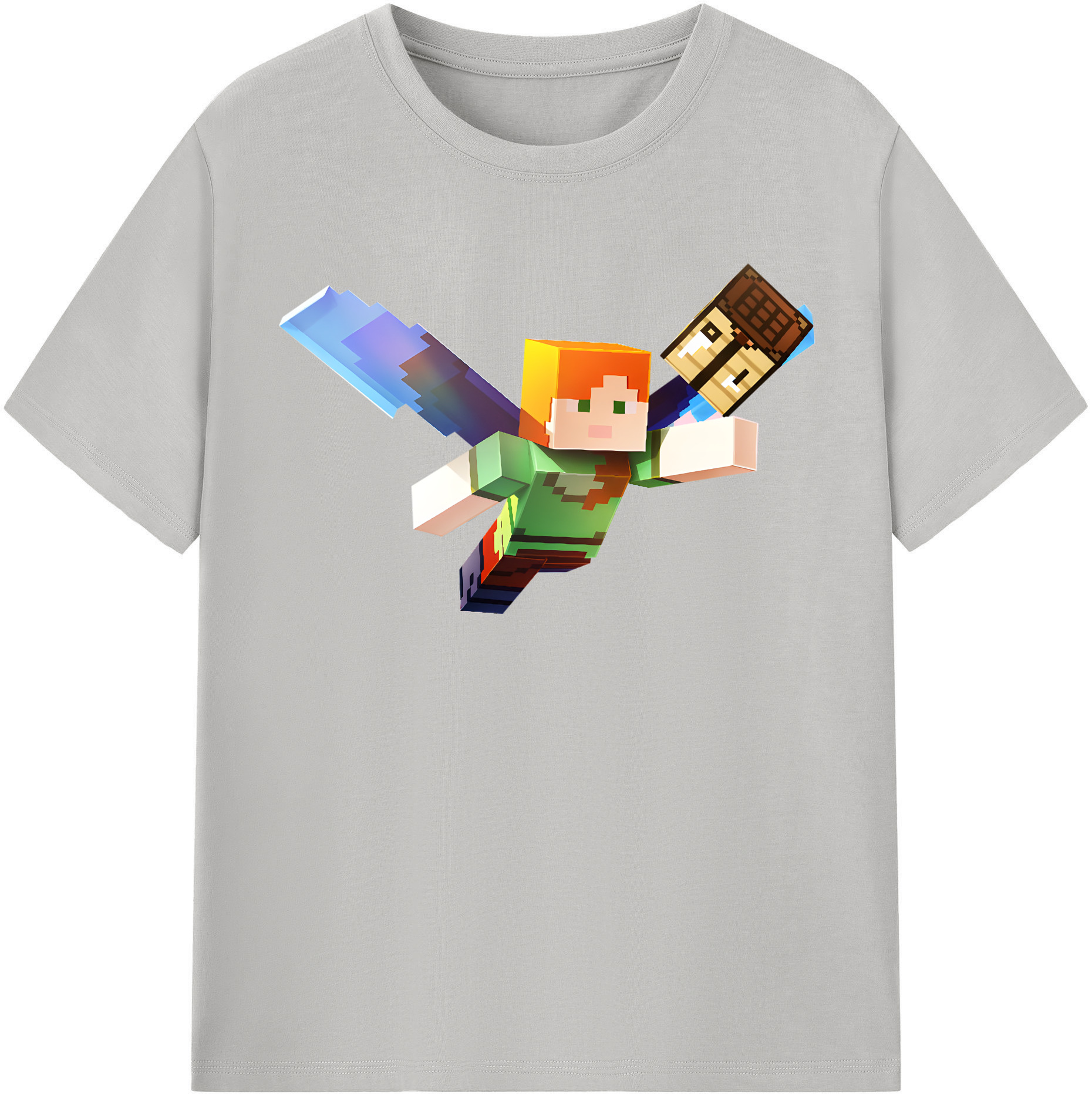 （画像用） マインクラフト ブロックの世界 Minecraft MC Block world レディースカジュアルプリントTシャツ（綿100％）