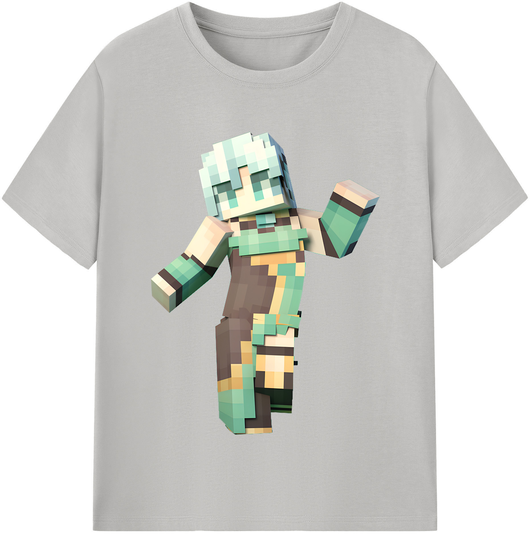 （画像用） マインクラフト ブロックの世界 Minecraft MC Block world レディースカジュアルプリントTシャツ（綿100％）
