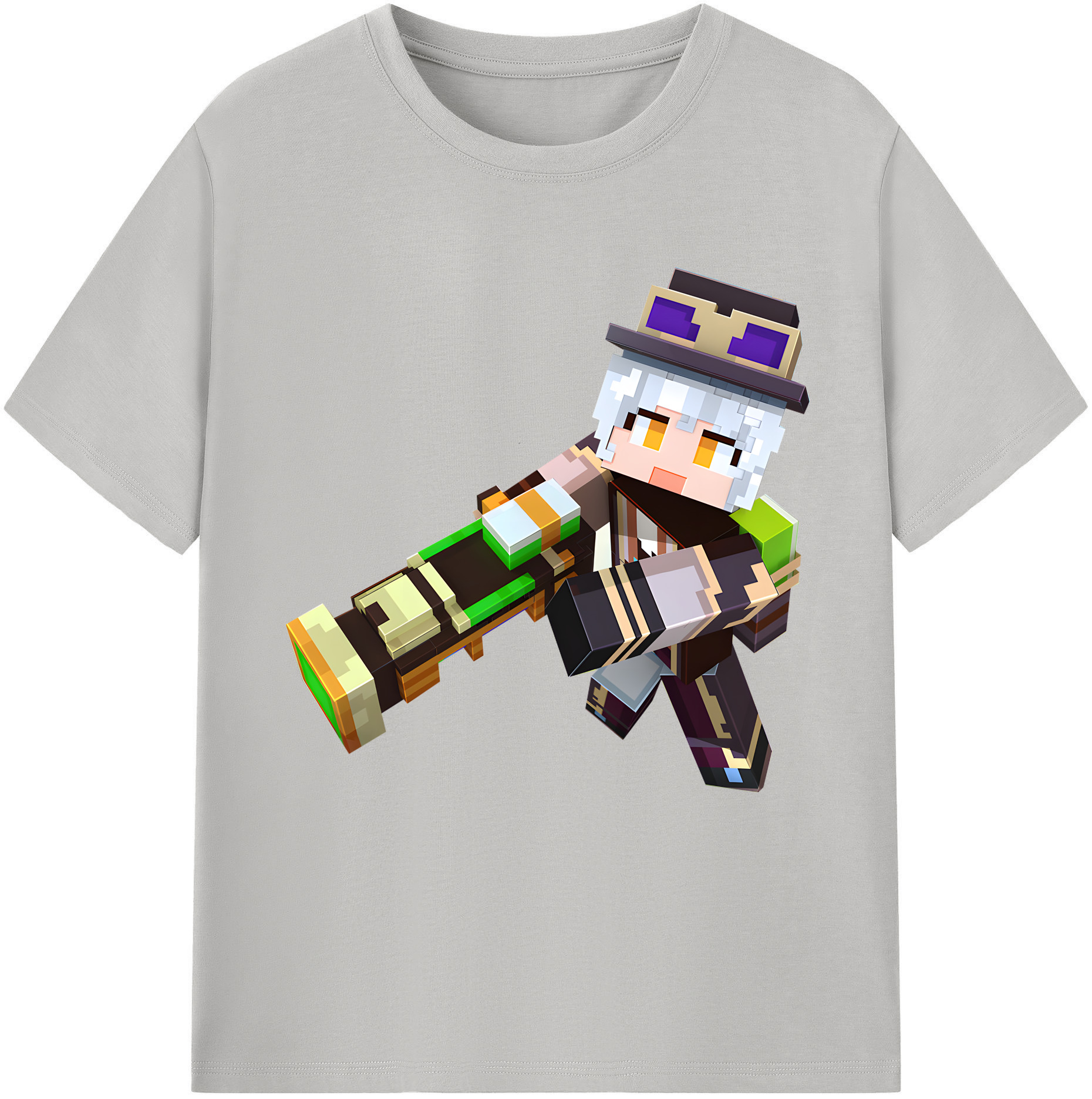 （画像用） マインクラフト ブロックの世界 Minecraft MC Block world レディースカジュアルプリントTシャツ（綿100％）