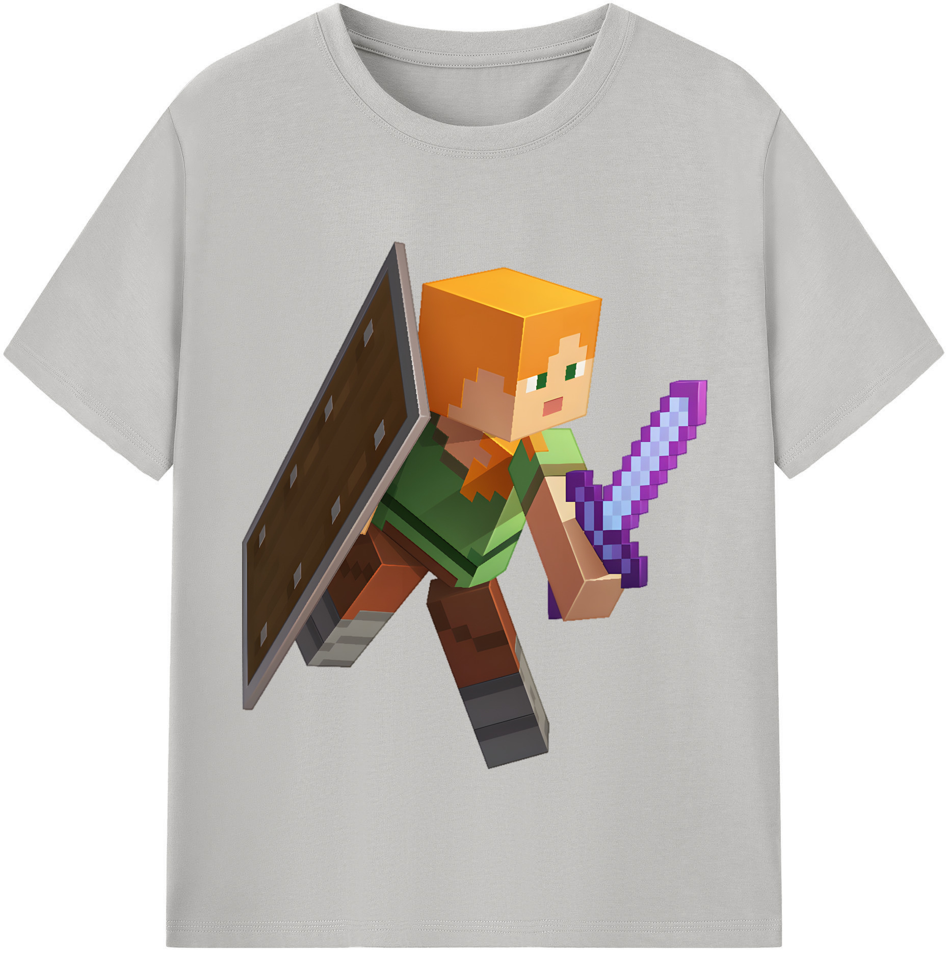 （画像用） マインクラフト ブロックの世界 Minecraft MC Block world レディースカジュアルプリントTシャツ（綿100％）