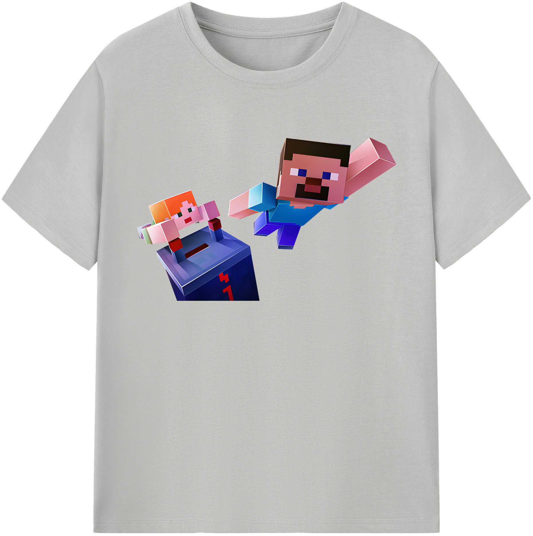 （画像用） マインクラフト ブロックの世界 Minecraft MC Block world レディースカジュアルプリントTシャツ（綿100％）