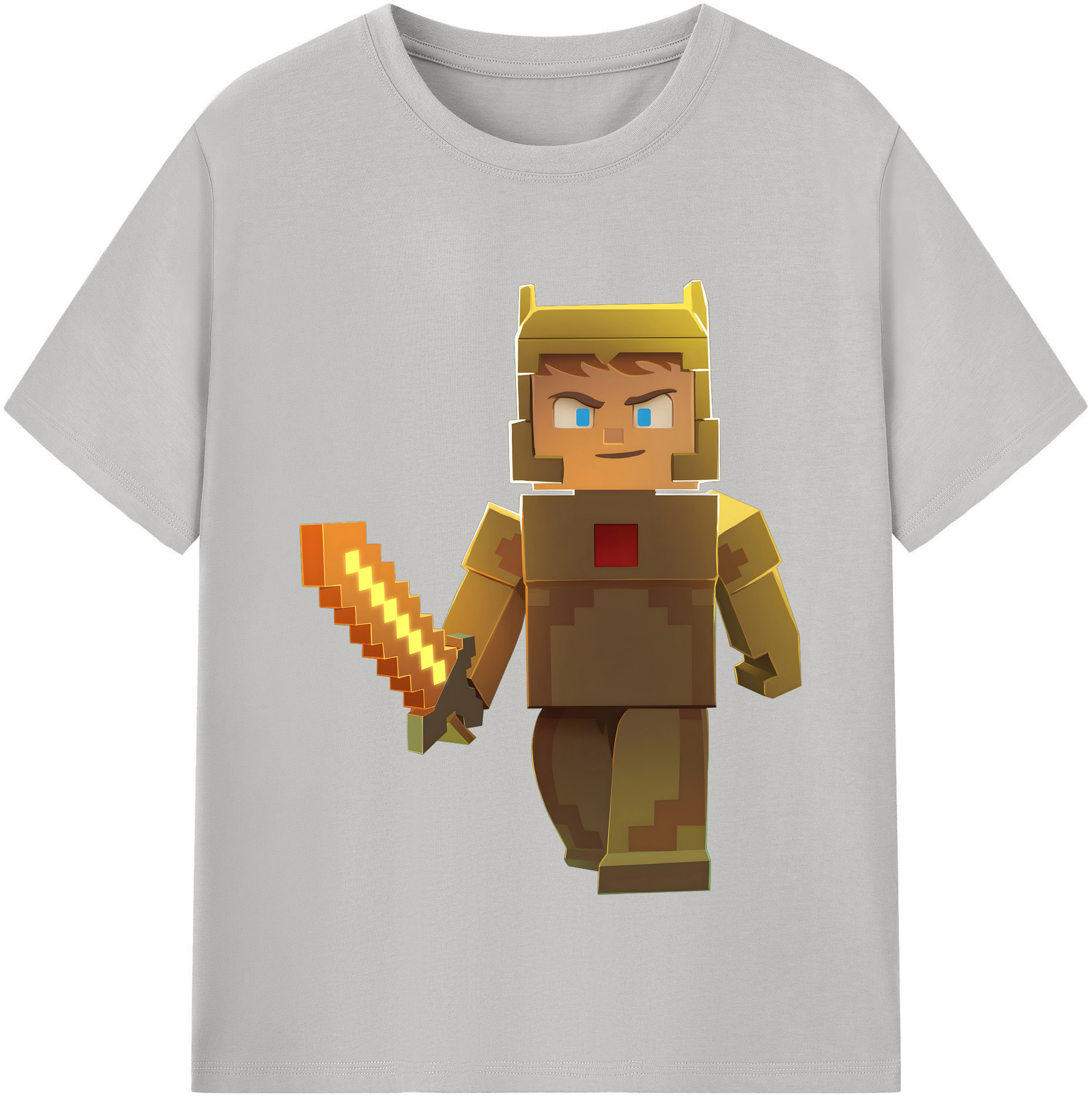 （画像用） マインクラフト ブロックの世界 Minecraft MC Block world レディースカジュアルプリントTシャツ（綿100％）