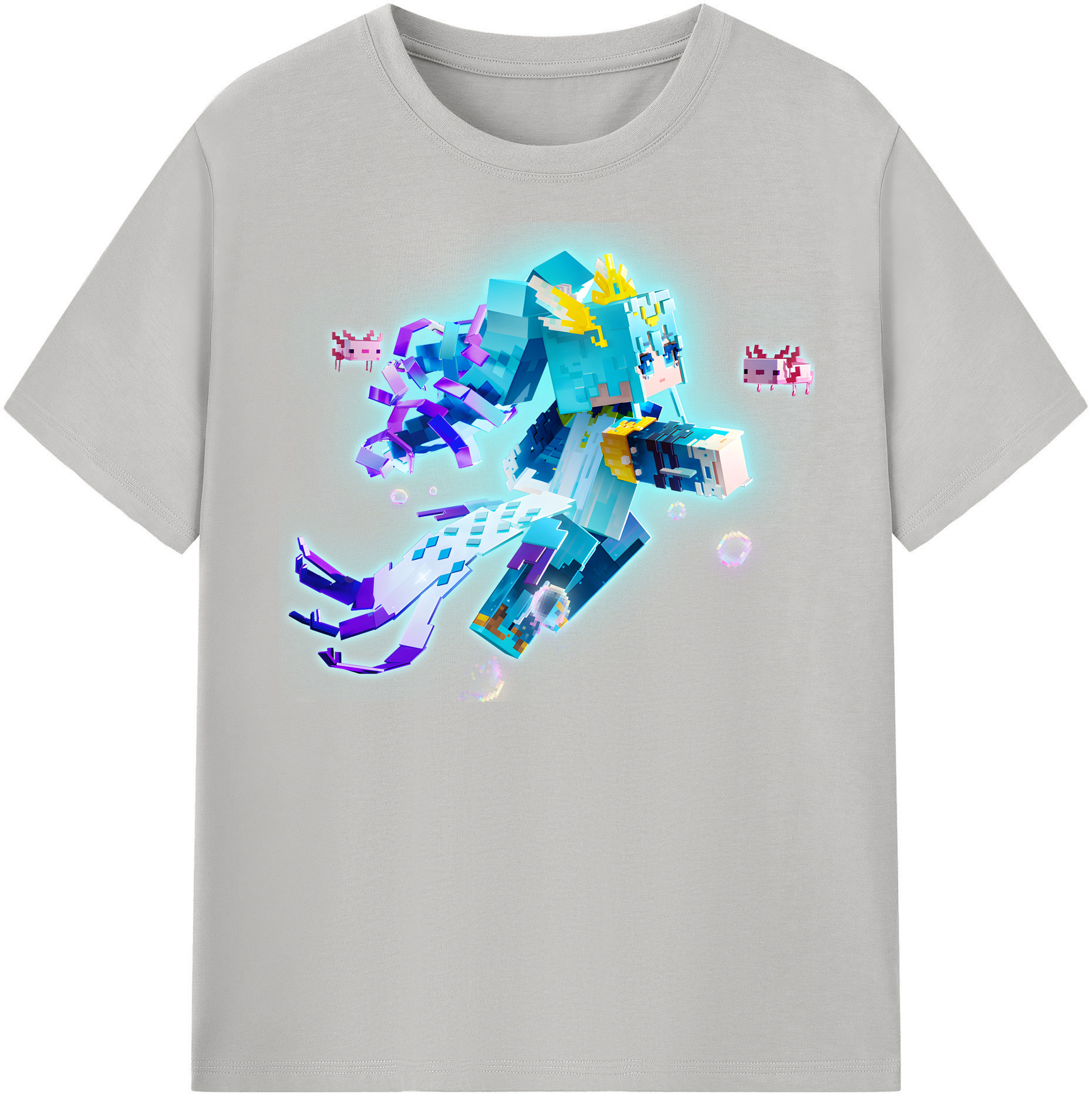 （画像用） マインクラフト ブロックの世界 Minecraft MC Block world レディースカジュアルプリントTシャツ（綿100％）