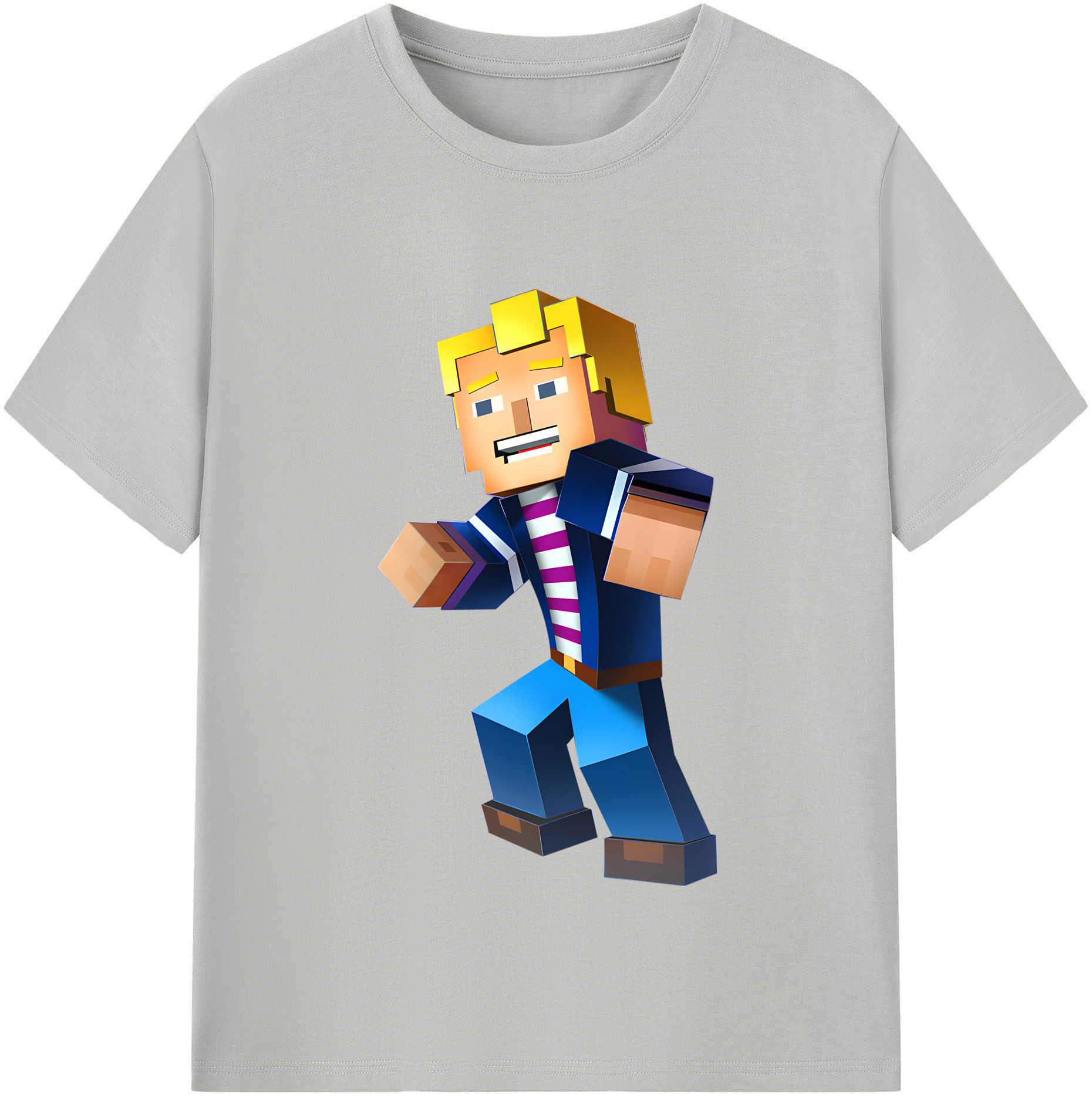 （画像用） マインクラフト ブロックの世界 Minecraft MC Block world レディースカジュアルプリントTシャツ（綿100％）